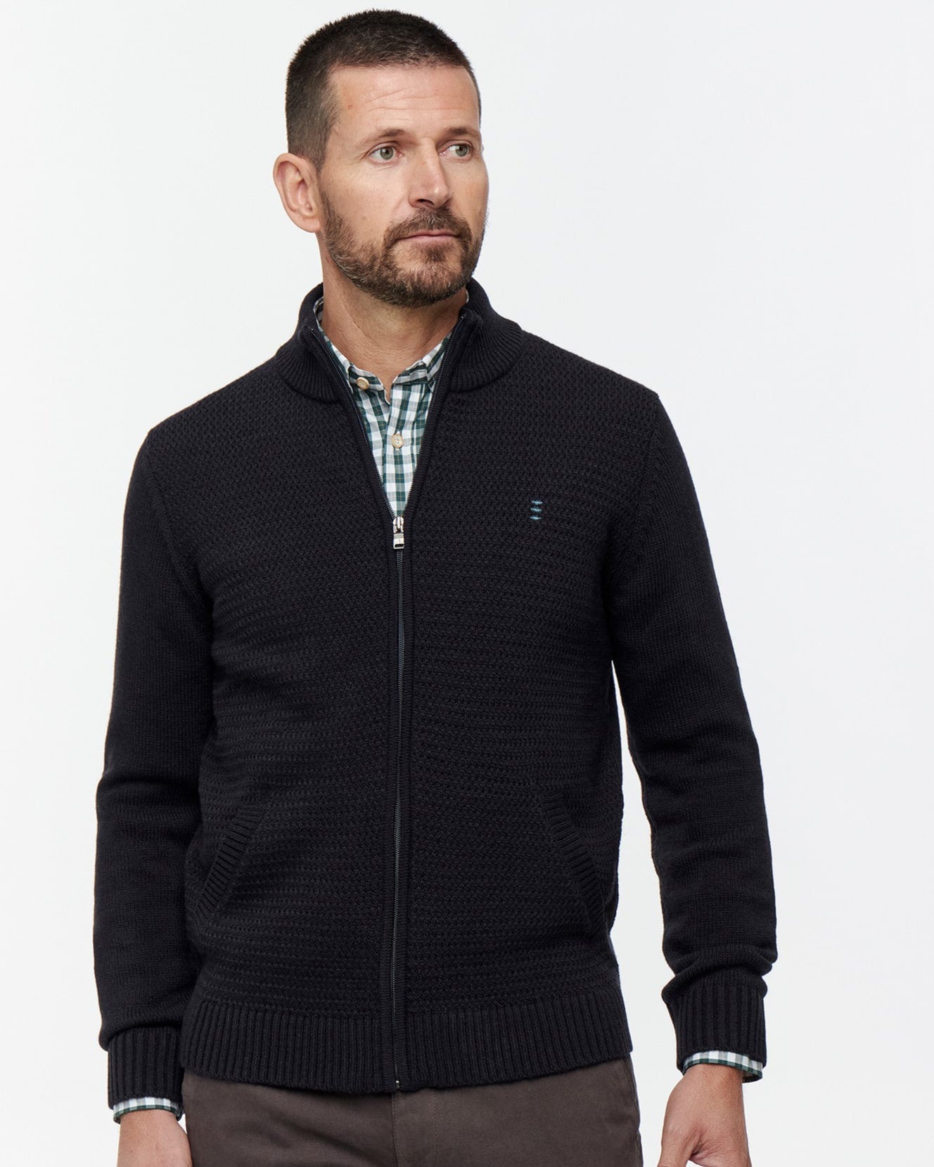 Full Zip Cardigan with Pockets - Men's Knitwear at Menzclub