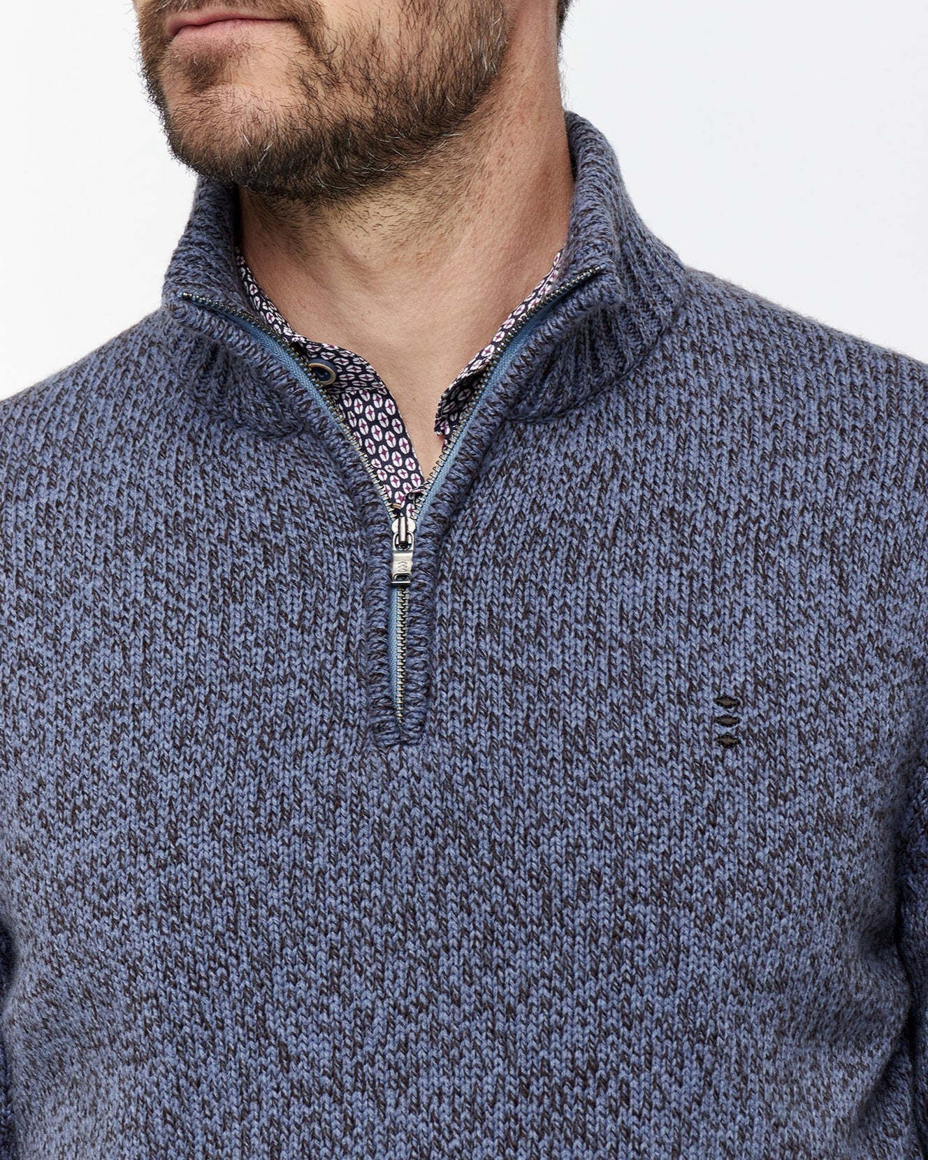 Half - Zip Jumper with Mouliné Knit - Men's Knitwear at Menzclub