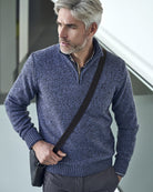 Half - Zip Jumper with Mouliné Knit - Men's Knitwear at Menzclub