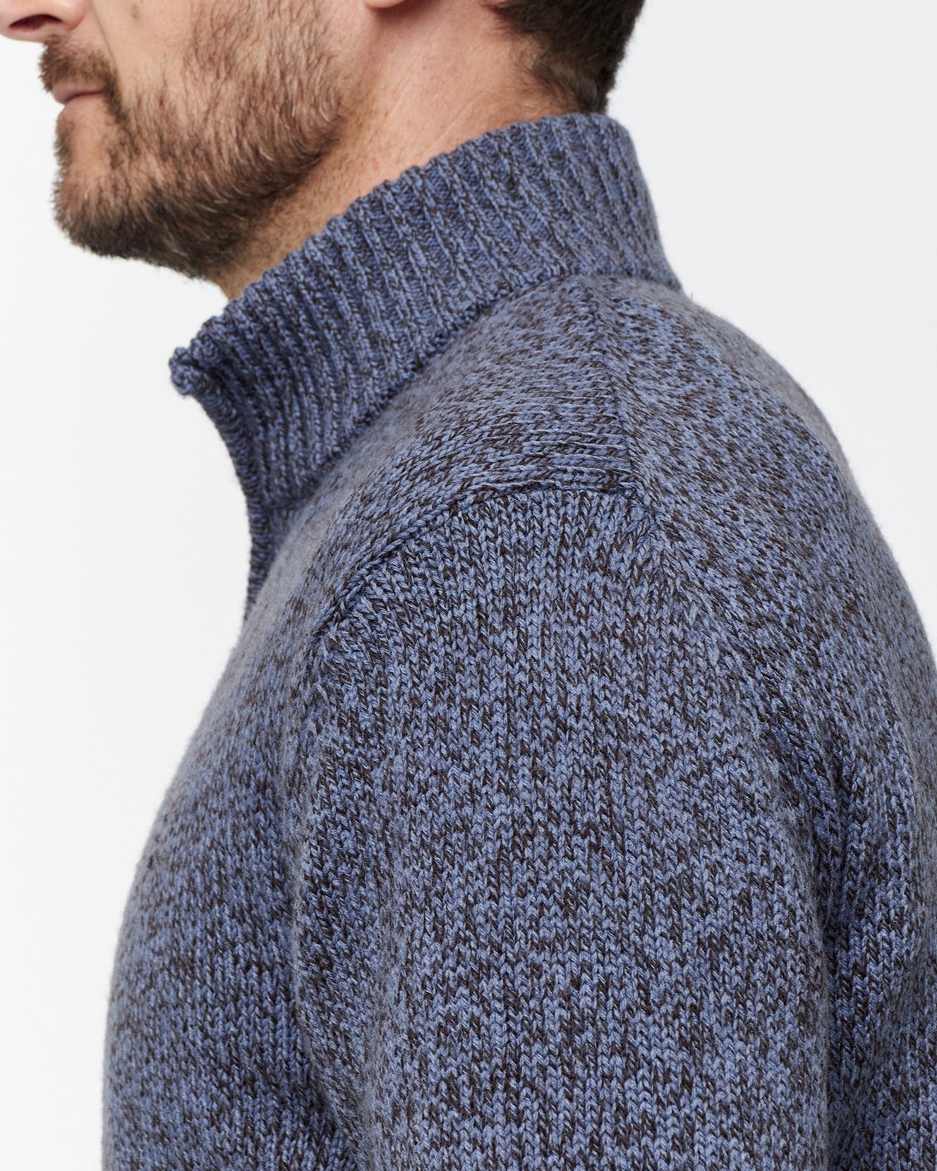 Half - Zip Jumper with Mouliné Knit - Men's Knitwear at Menzclub