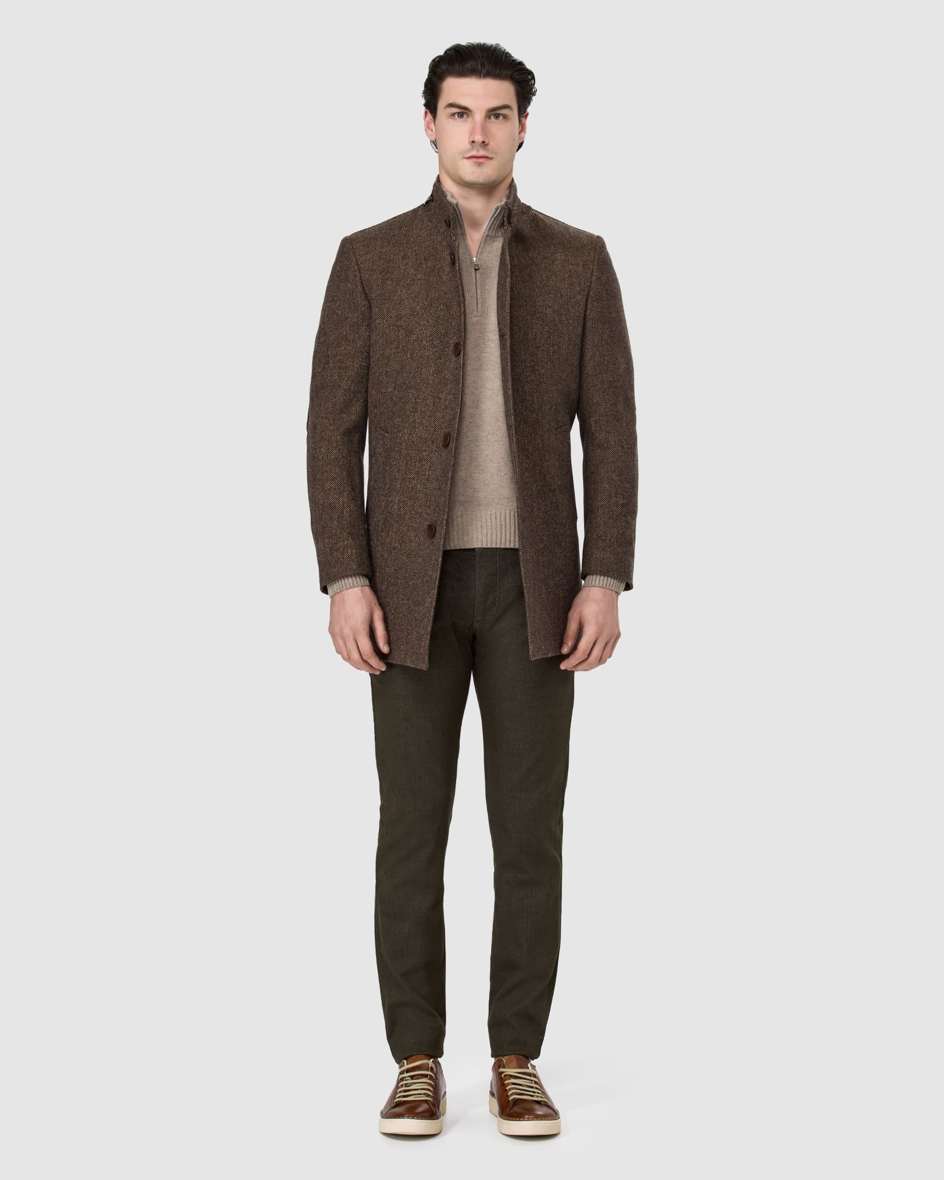 Zip Detail Overcoat - Men's Coats at Menzclub