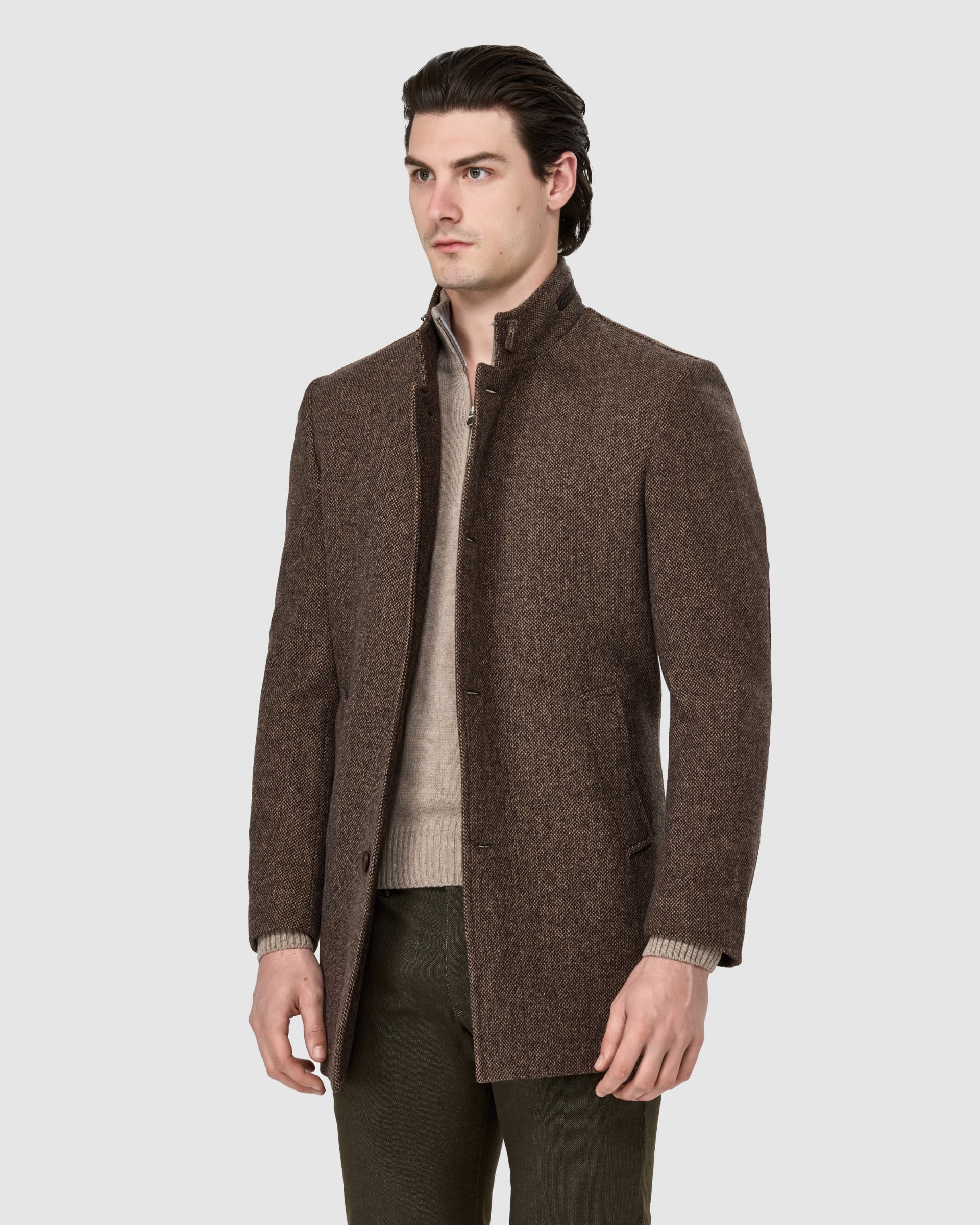 Zip Detail Overcoat - Men's Coats at Menzclub