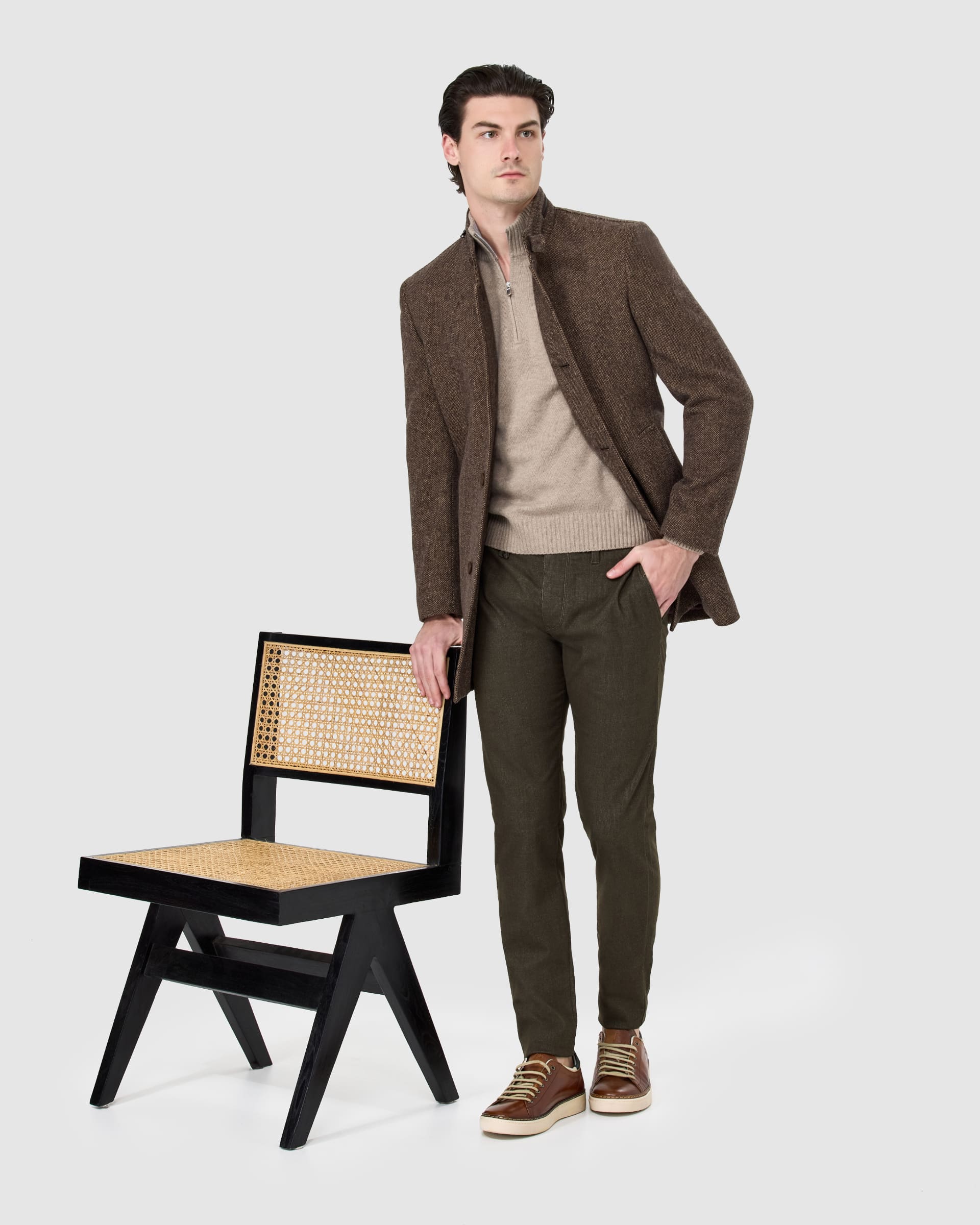Zip Detail Overcoat - Men's Coats at Menzclub