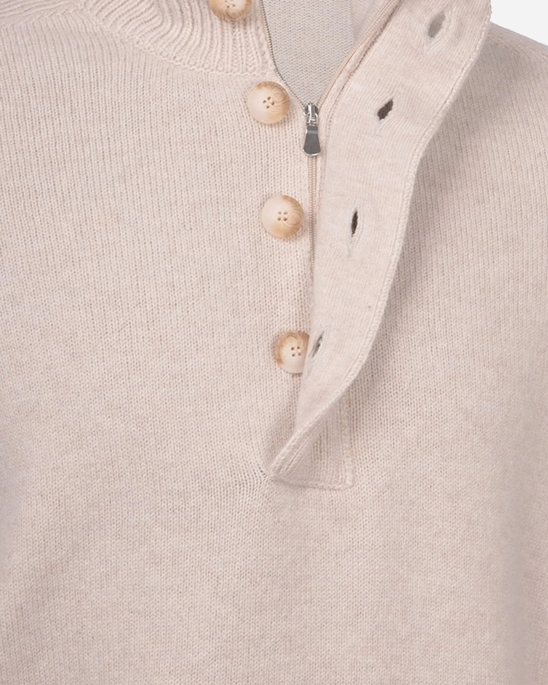 Mock Neck Sweater with Buttons - Men's Knitwear at Menzclub