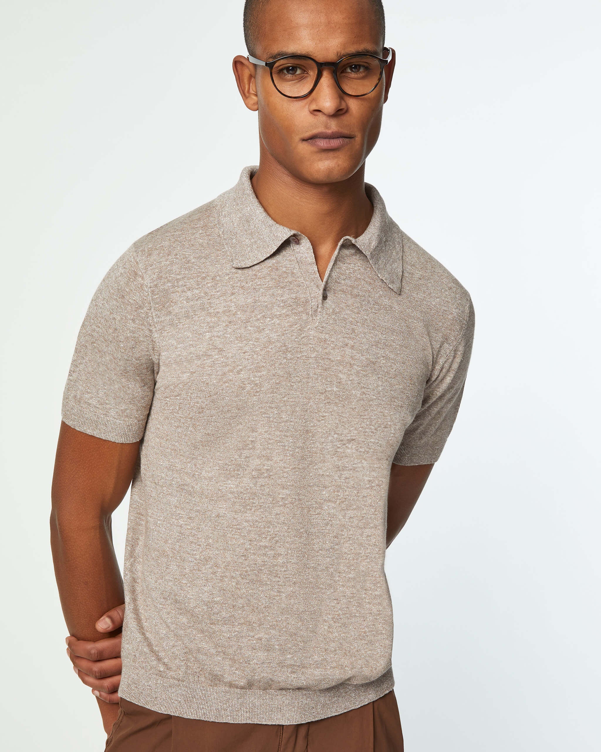 Melange Knit Polo - Men's Polo Shirts at Menzclub
