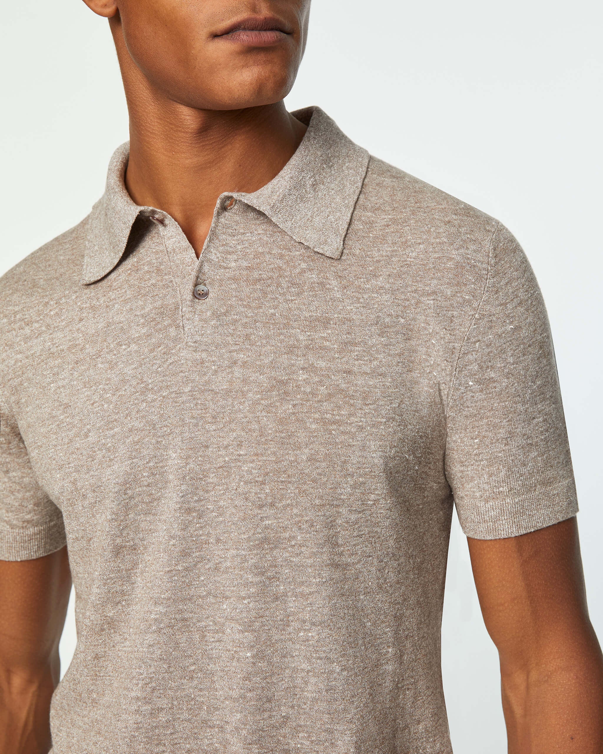 Melange Knit Polo - Men's Polo Shirts at Menzclub