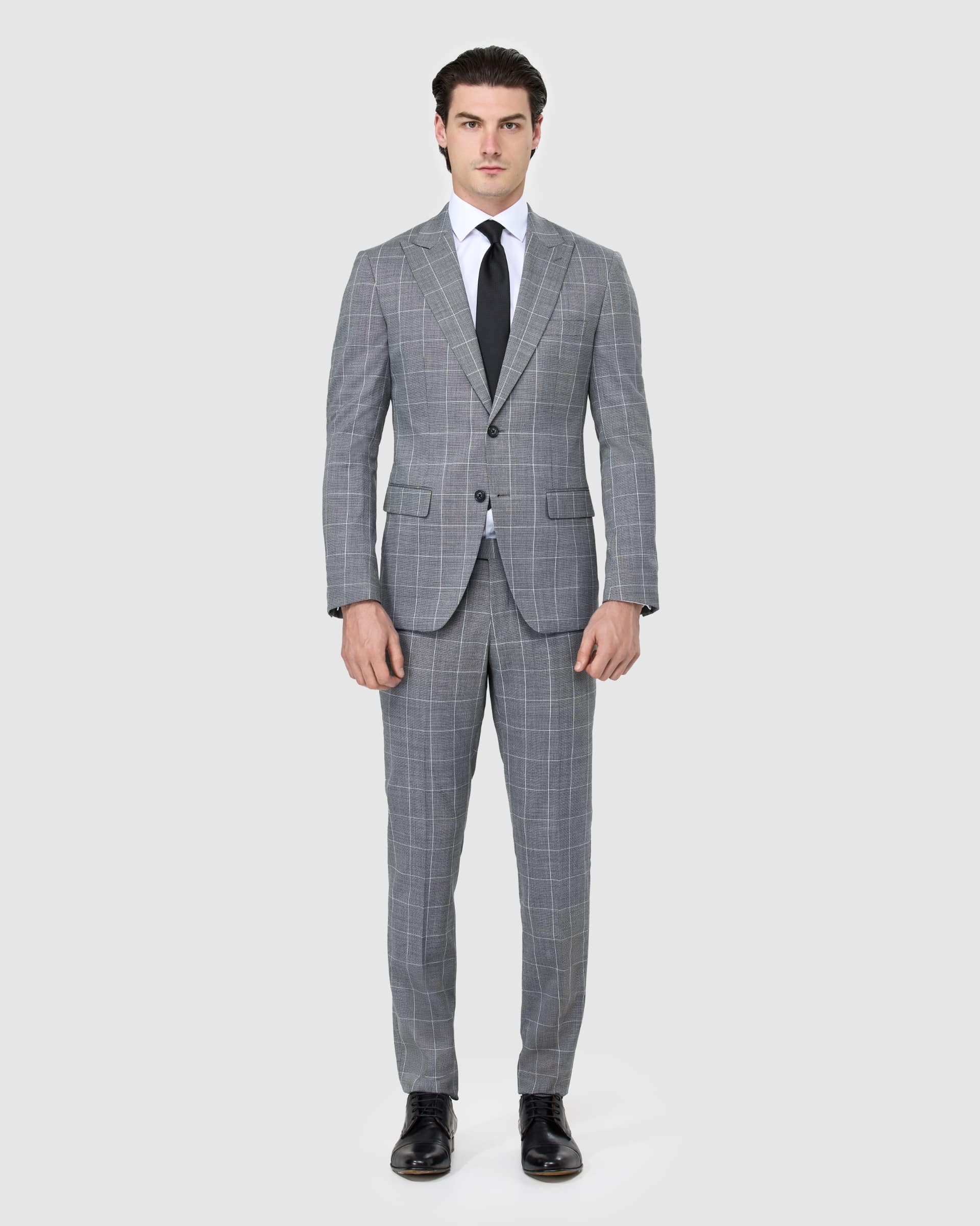 Windowpane Check Suit - Men's Suits at Menzclub