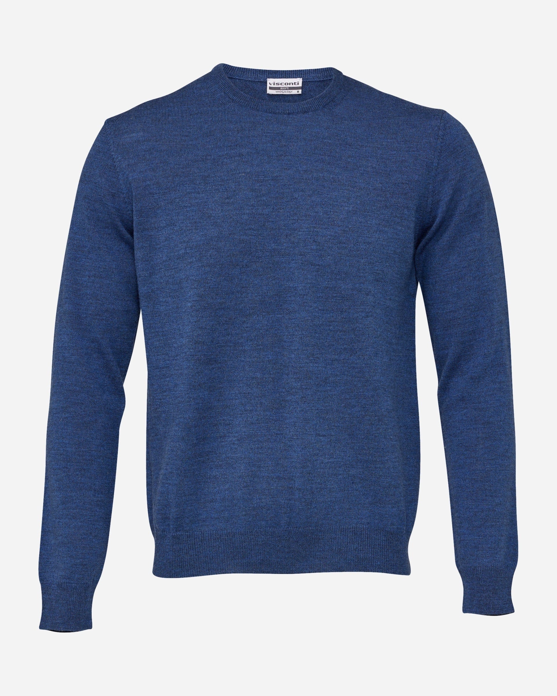 Merino Wool Blue Crew - Men's Knitwear at Menzclub