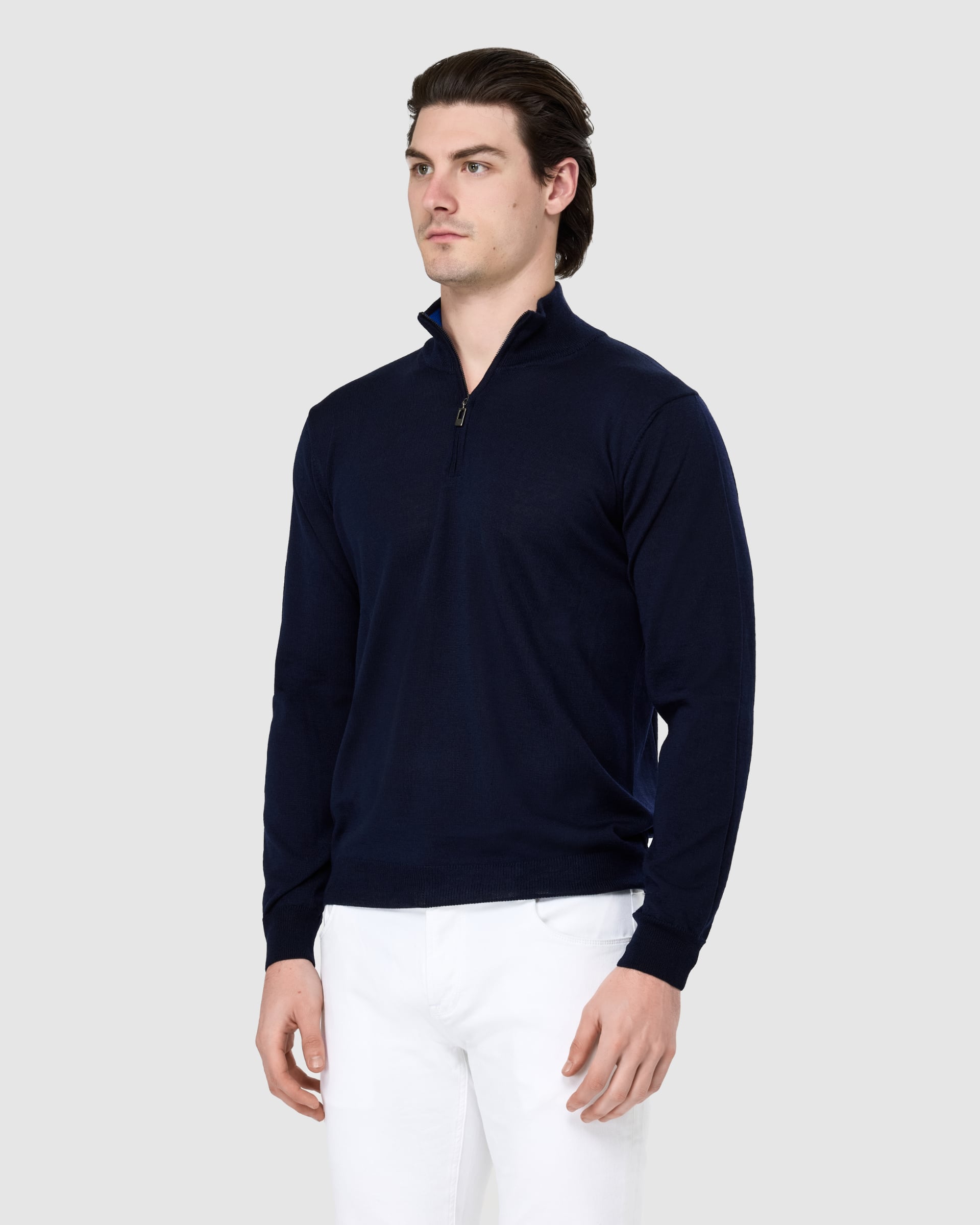 Merino Wool Mock Zip - Men's Knitwear at Menzclub
