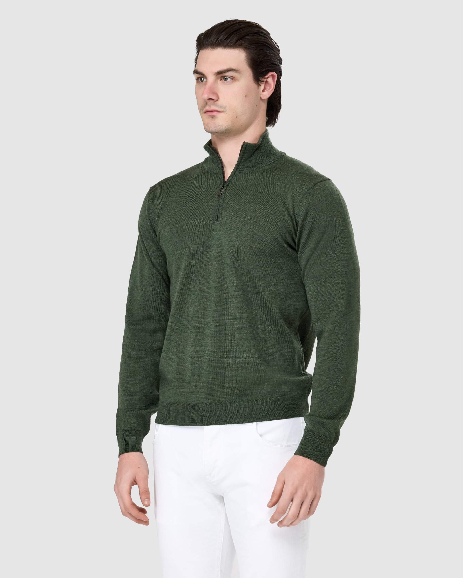 Merino Wool Mock Zip - Men's Knitwear at Menzclub