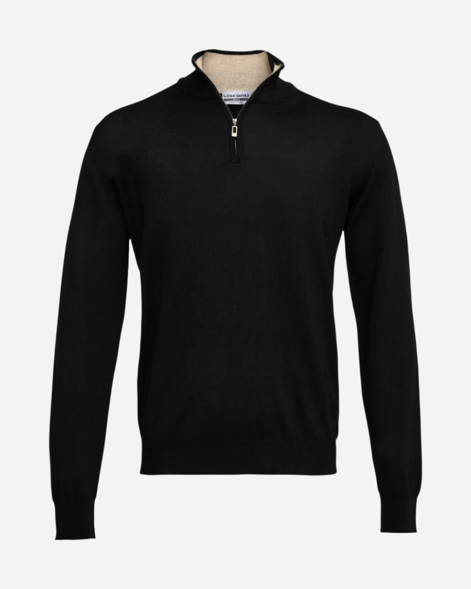 Merino Wool Mock Zip - Men's Knitwear at Menzclub