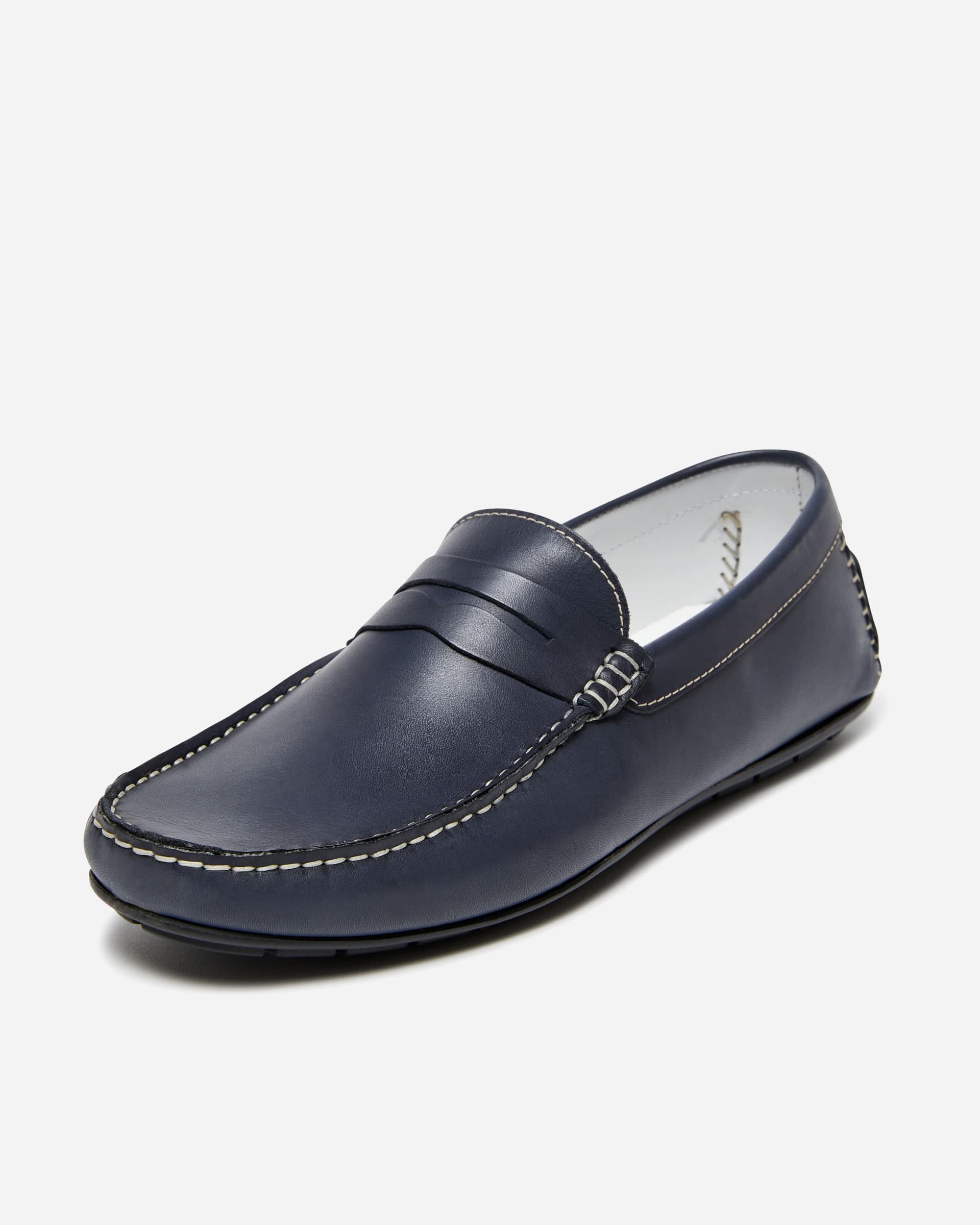City Navy Penny Loafers - Men's Loafers at Menzclub