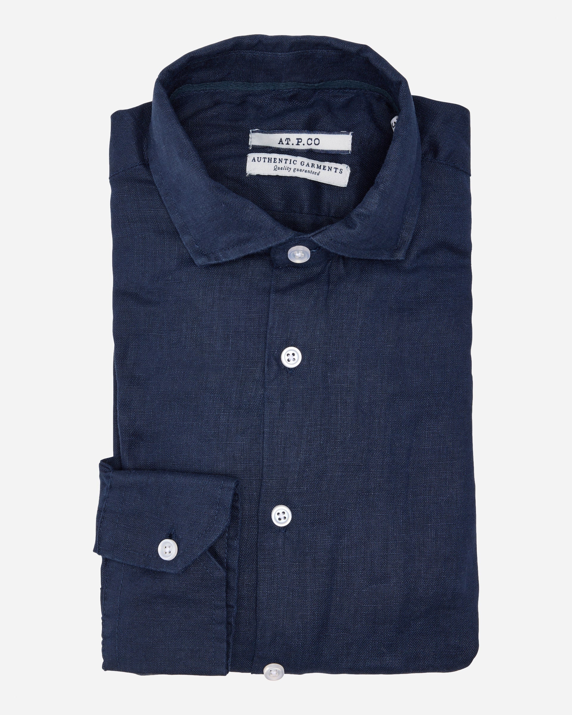 AT.P.CO Navy Linen Shirt - Men's Shirts at Menzclub
