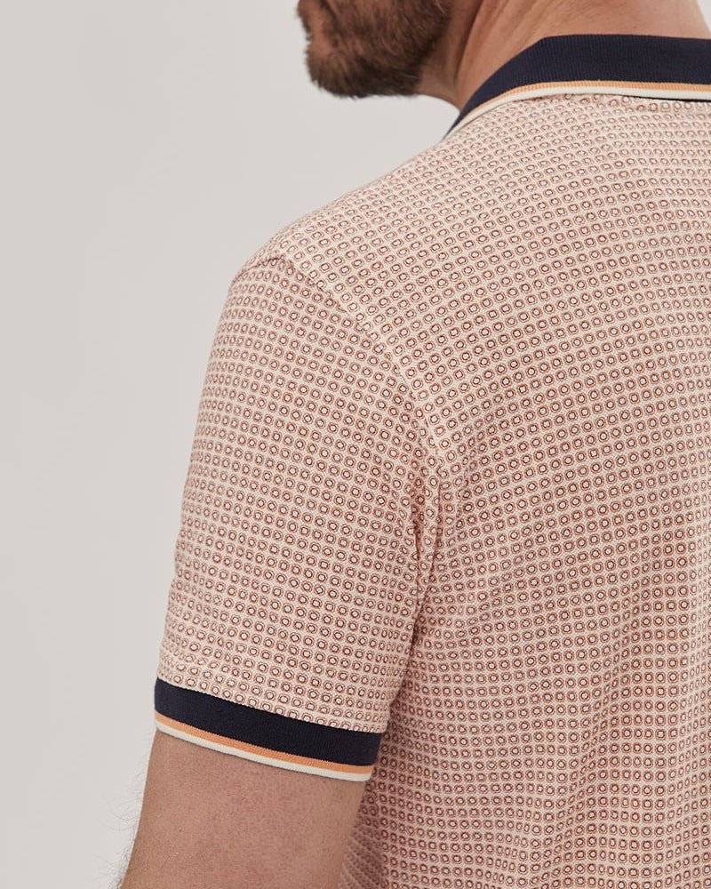 Pique Polo Shirt with Print - Men's Polo Shirts at Menzclub