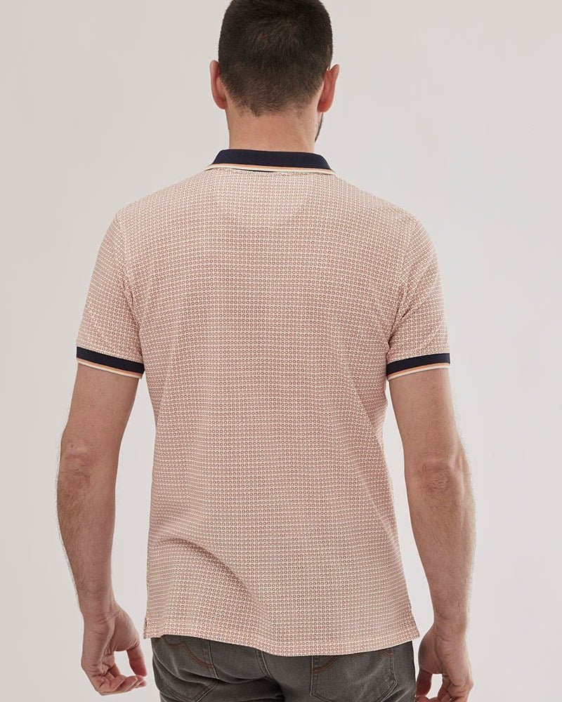 Pique Polo Shirt with Print - Men's Polo Shirts at Menzclub