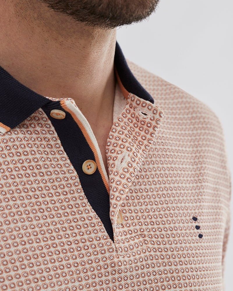 Pique Polo Shirt with Print - Men's Polo Shirts at Menzclub