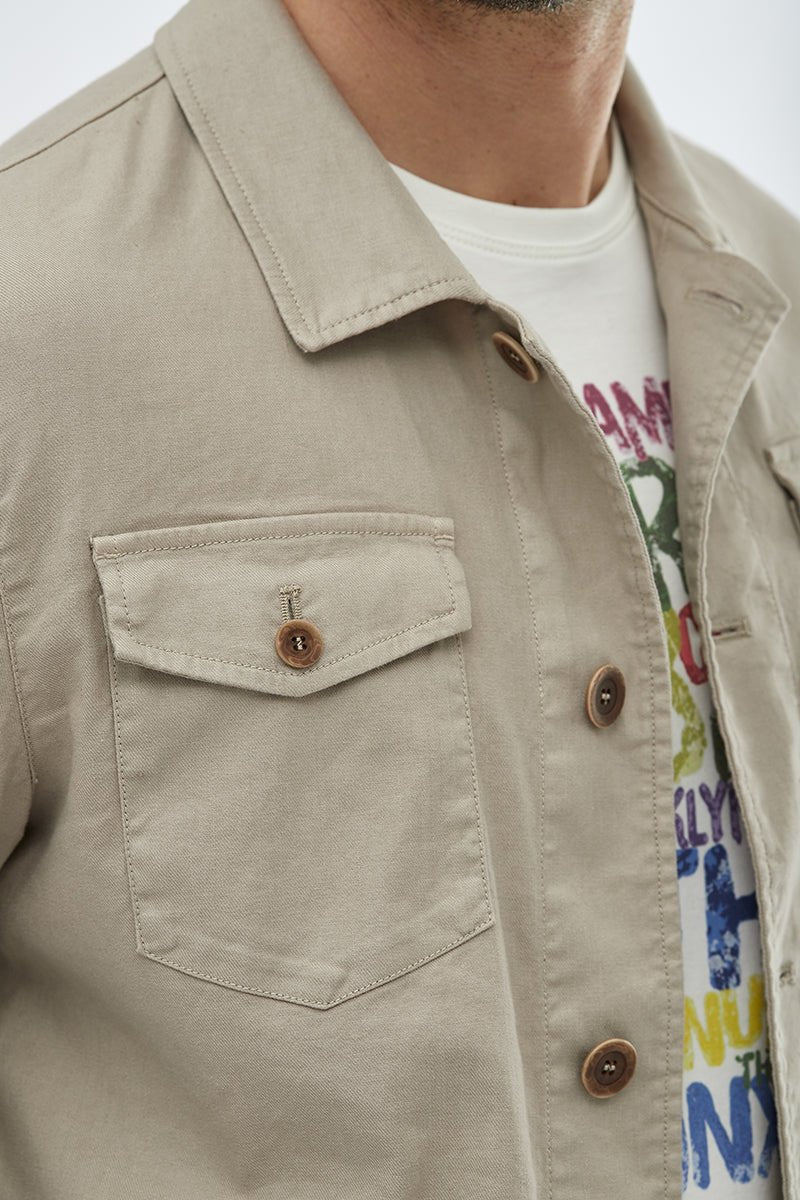 Safari Twill Overshirt - Men's Casual Jacket at Menzclub