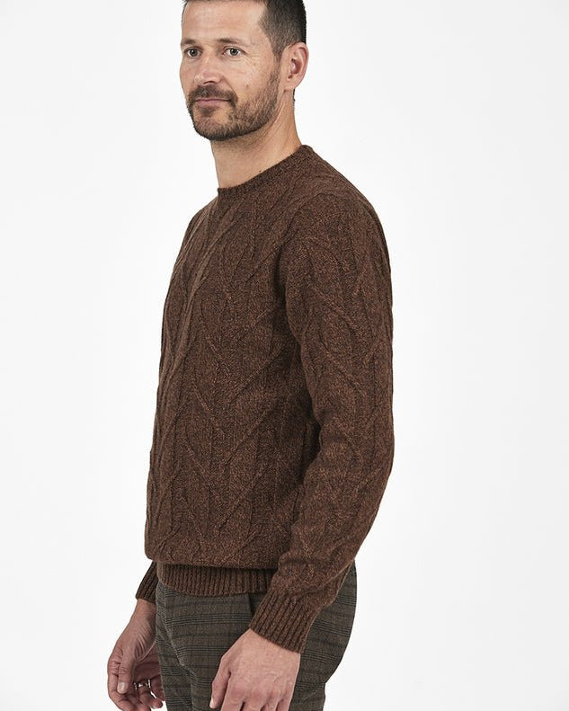 Wool Blend Cable Crew Neck Jumper - Men's Knitwear at Menzclub