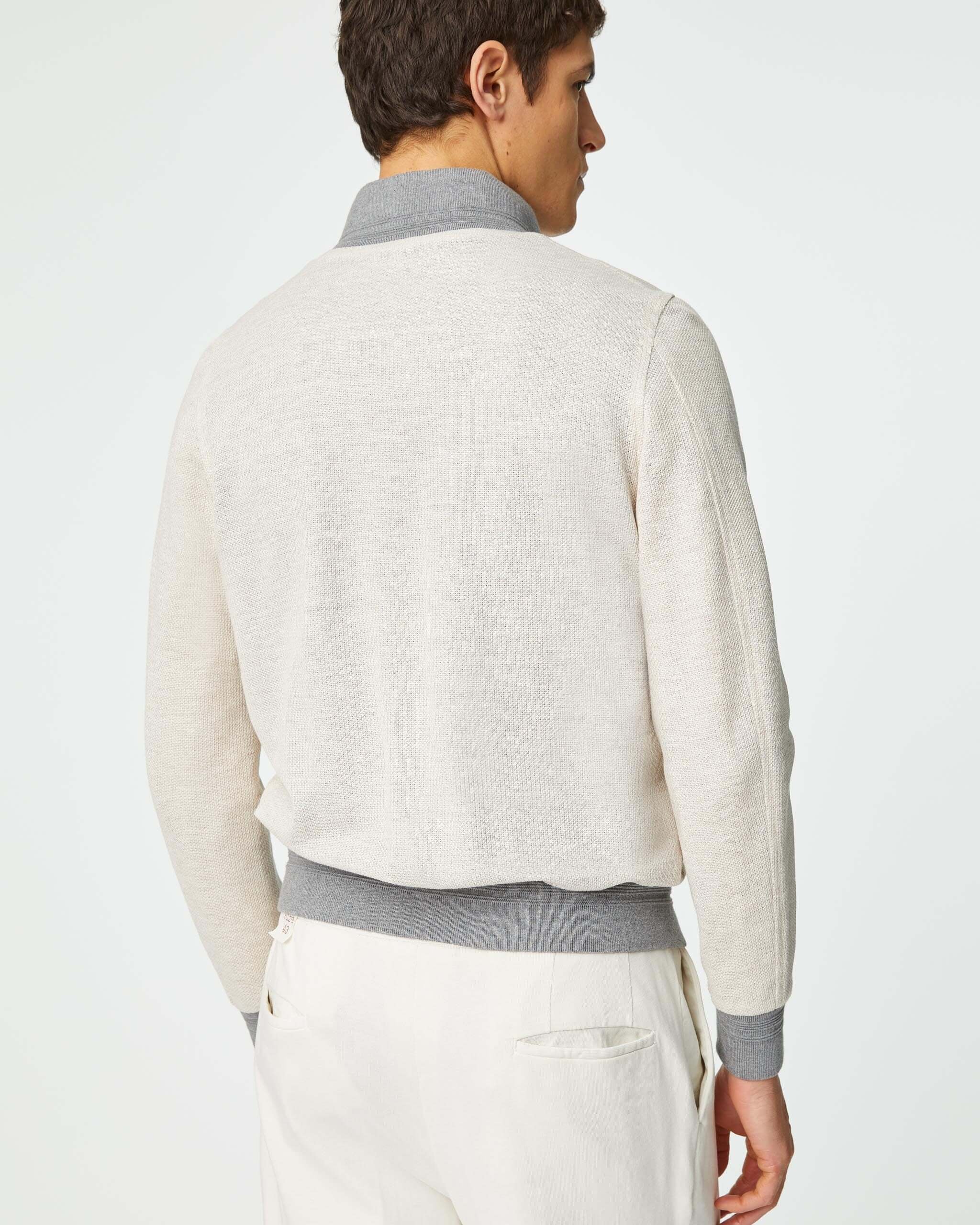 Bomber Jacket in White Jersey - Men's Casual Jacket at Menzclub