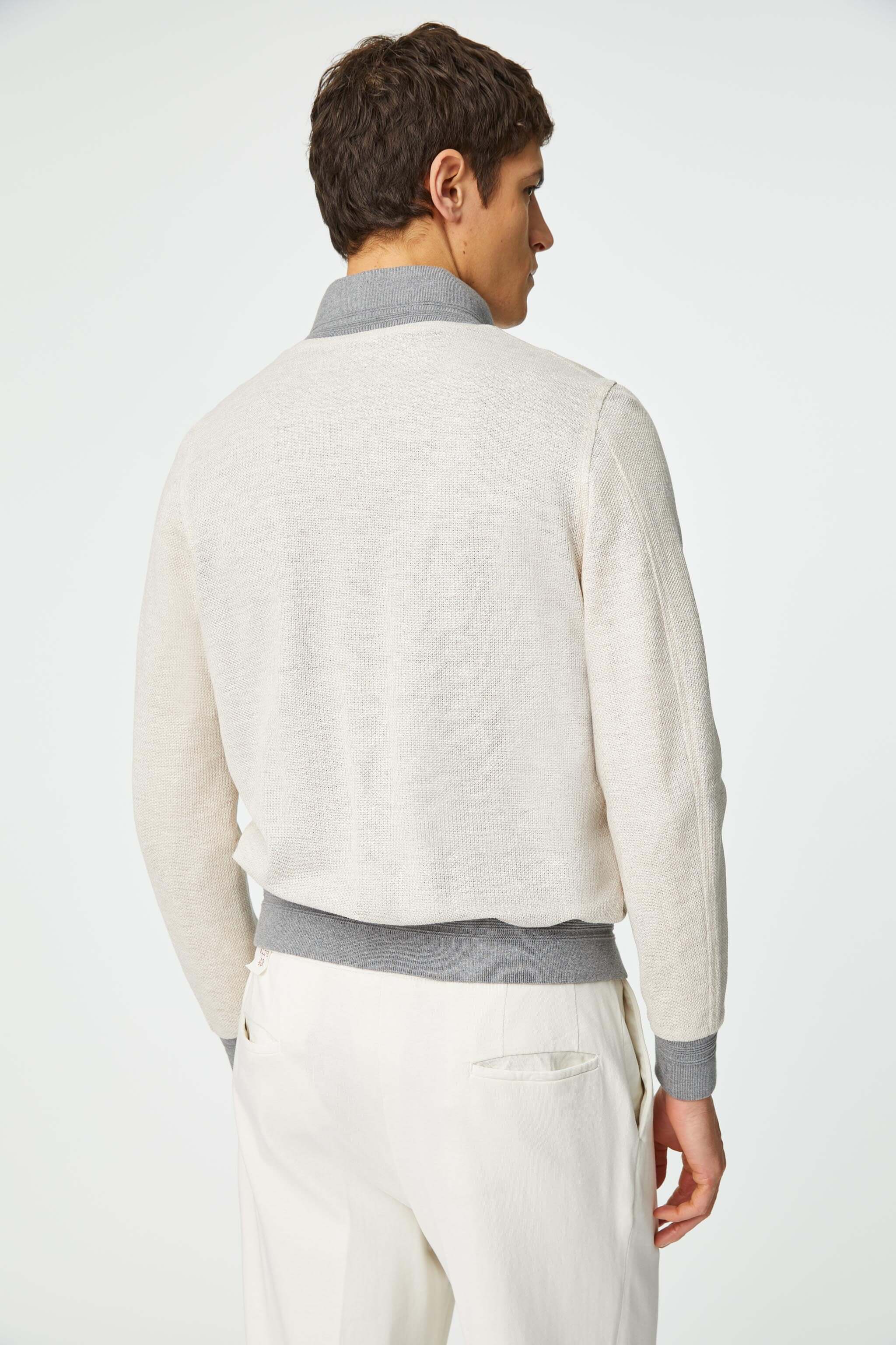 Bomber Jacket in White Jersey - Men's Casual Jacket at Menzclub