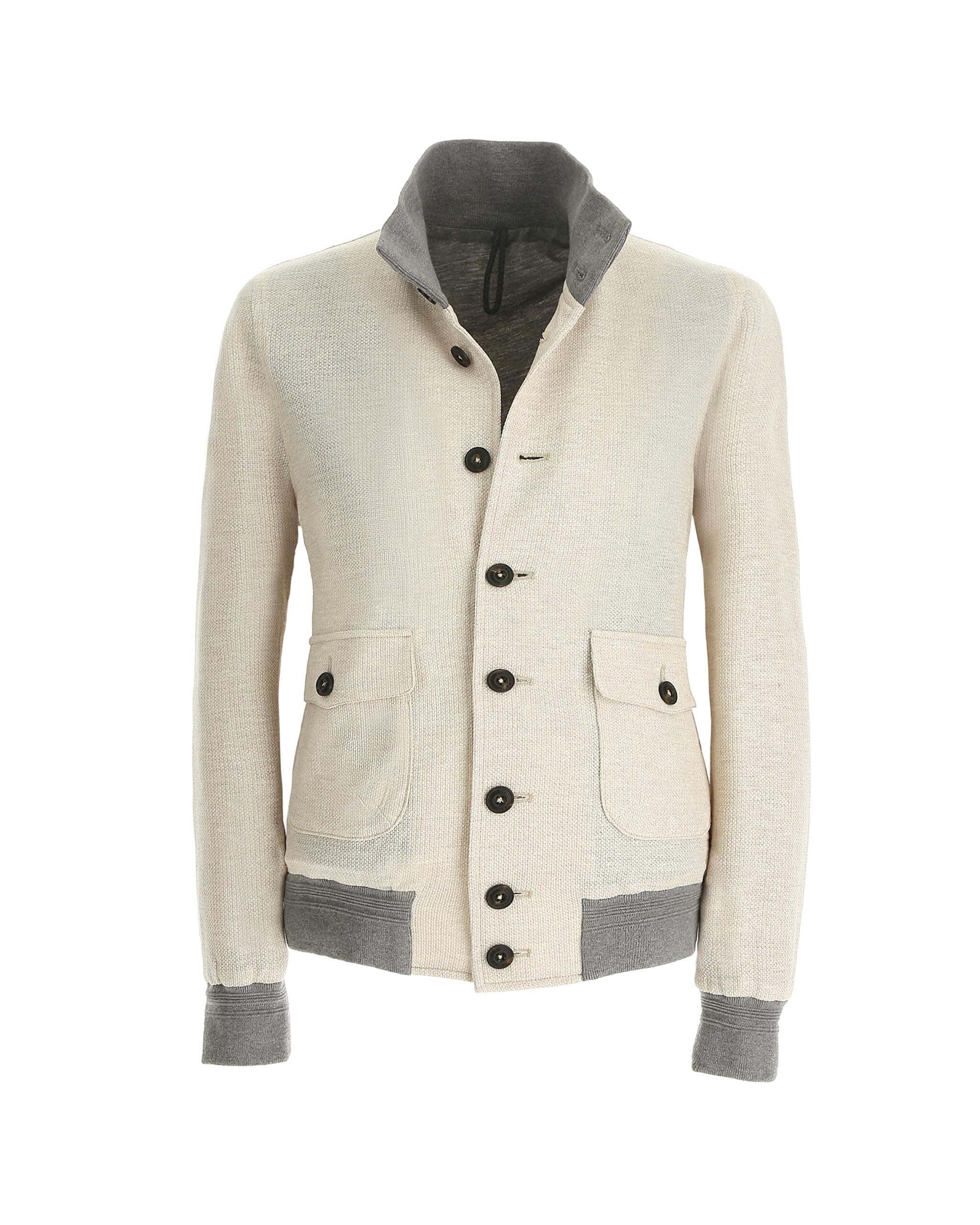 Bomber Jacket in White Jersey - Men's Casual Jacket at Menzclub