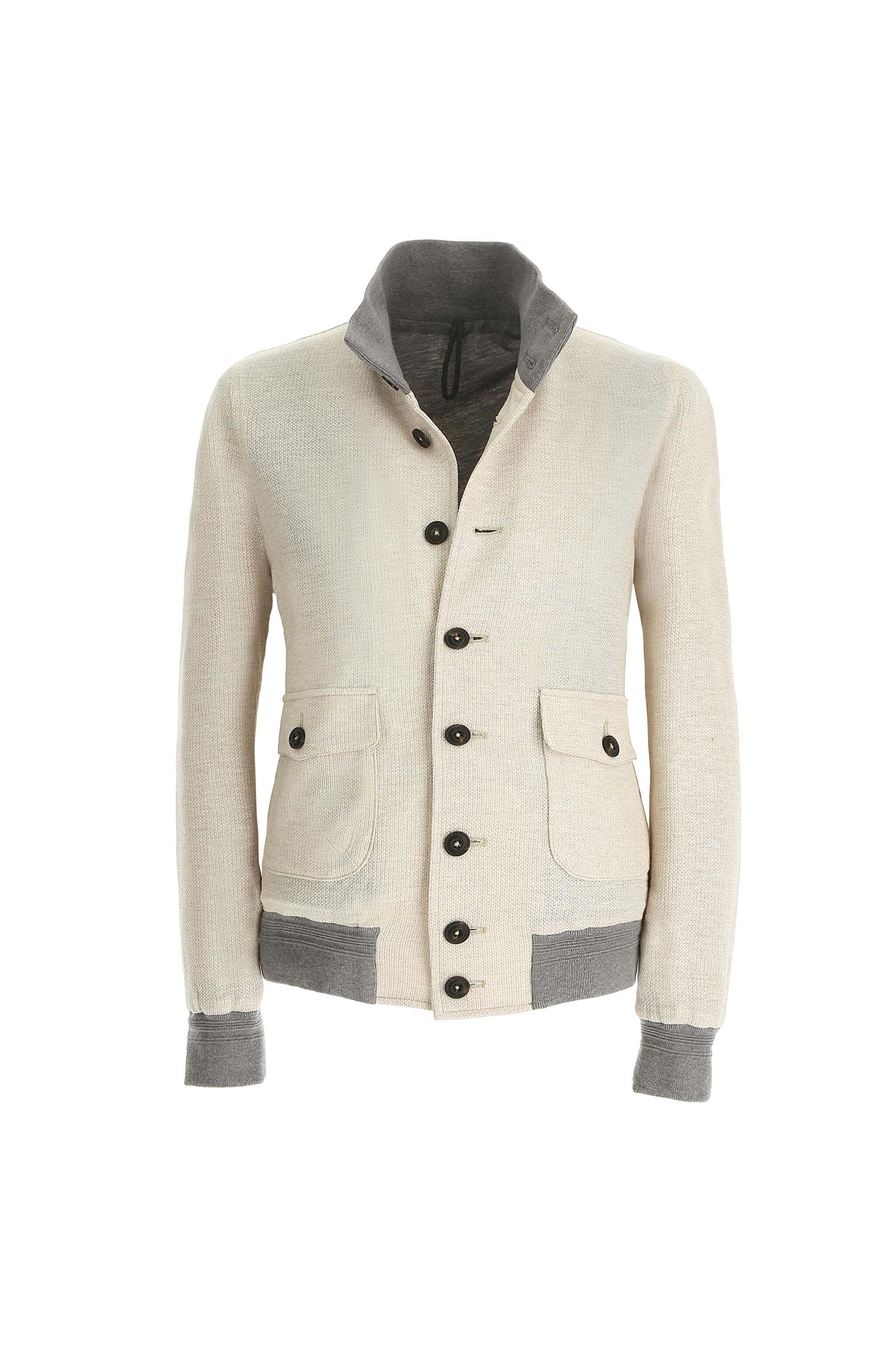 Bomber Jacket in White Jersey - Men's Casual Jacket at Menzclub