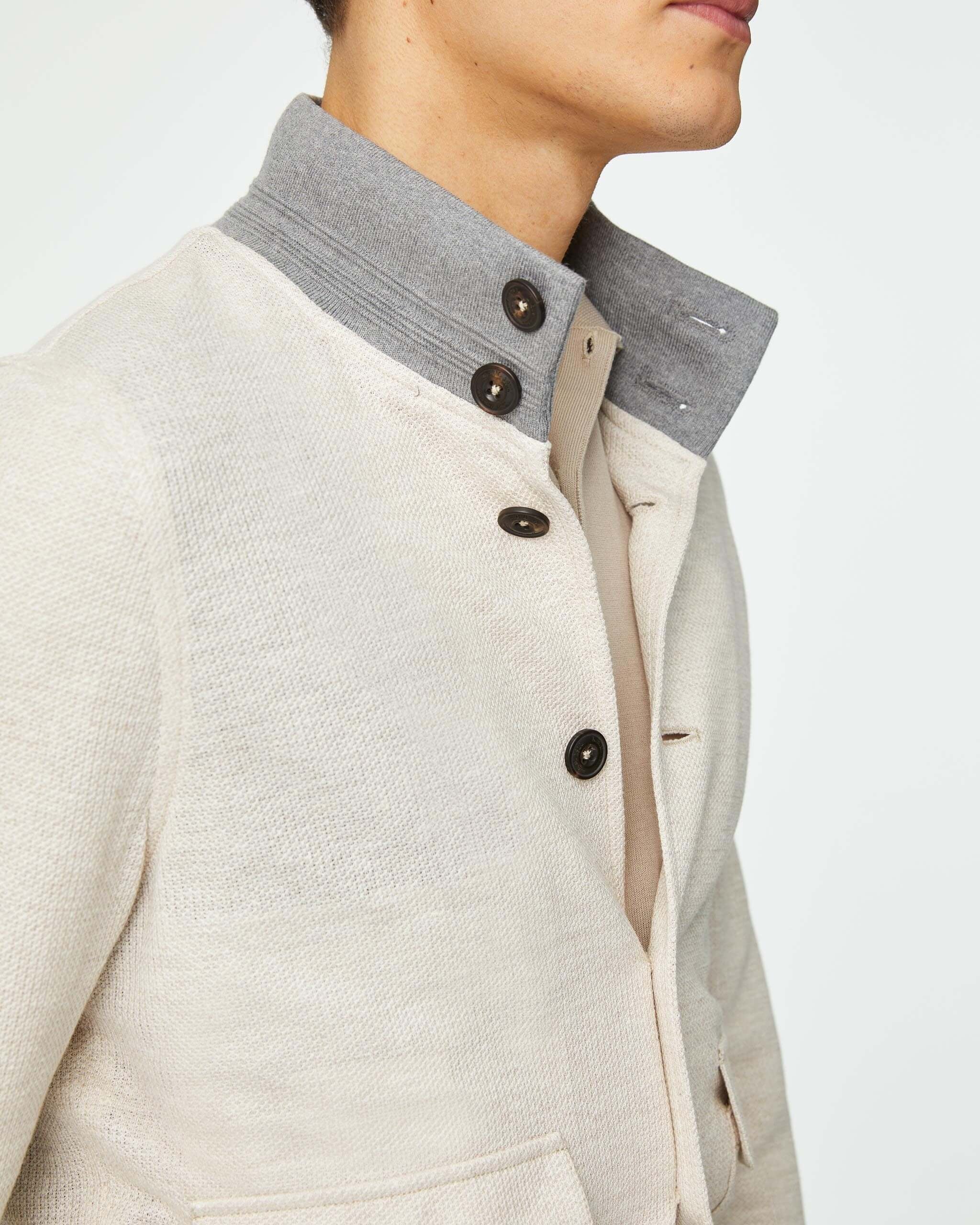 Bomber Jacket in White Jersey - Men's Casual Jacket at Menzclub