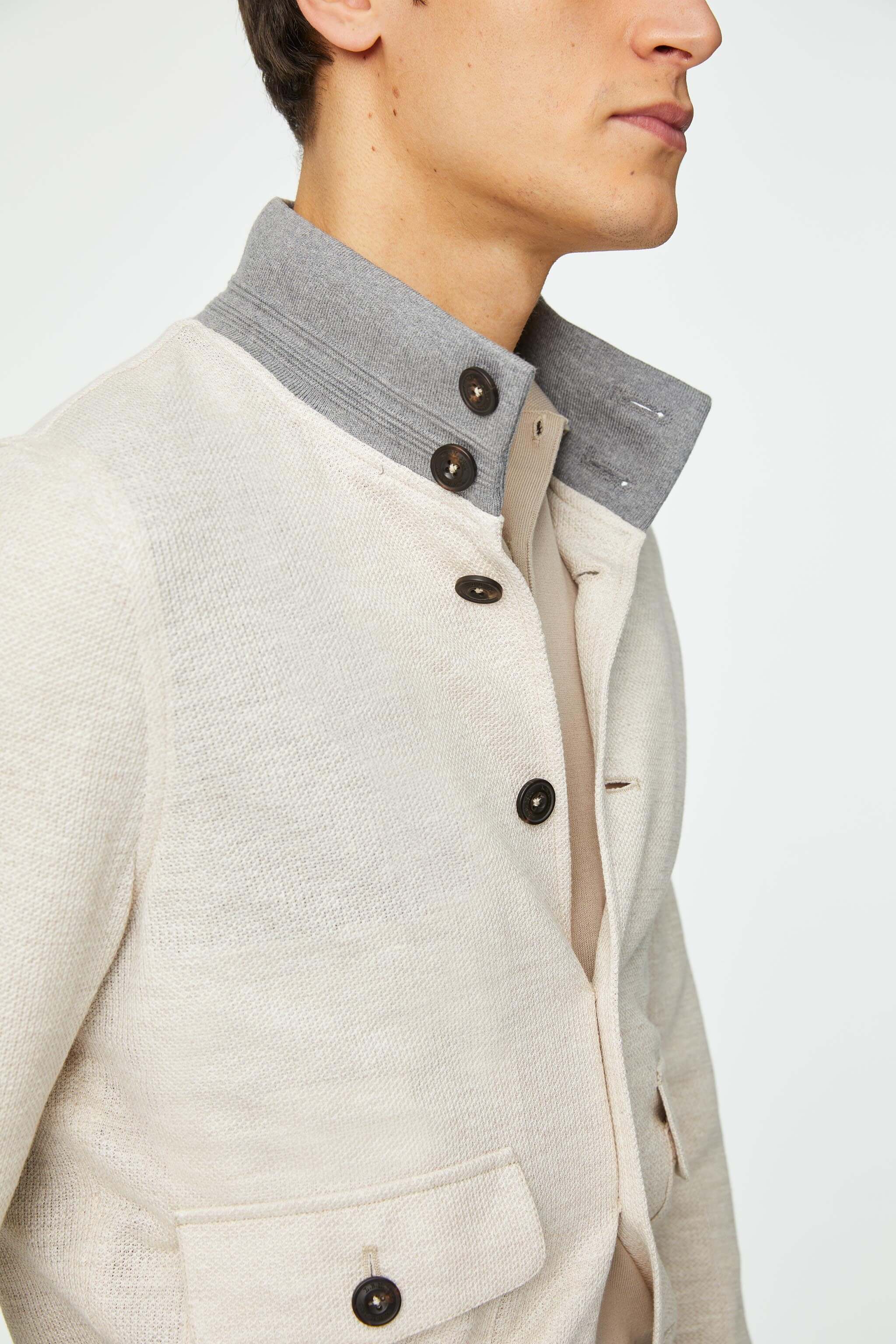 Bomber Jacket in White Jersey - Men's Casual Jacket at Menzclub