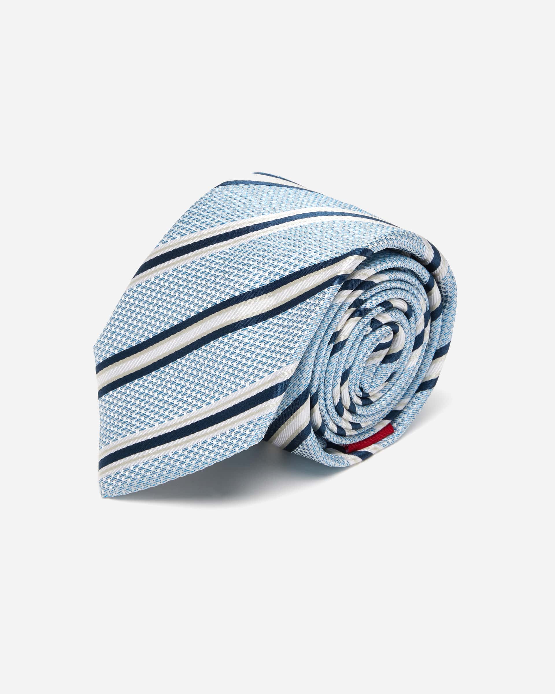 Baby Blue Stripe Silk Tie - Men's Ties at Menzclub