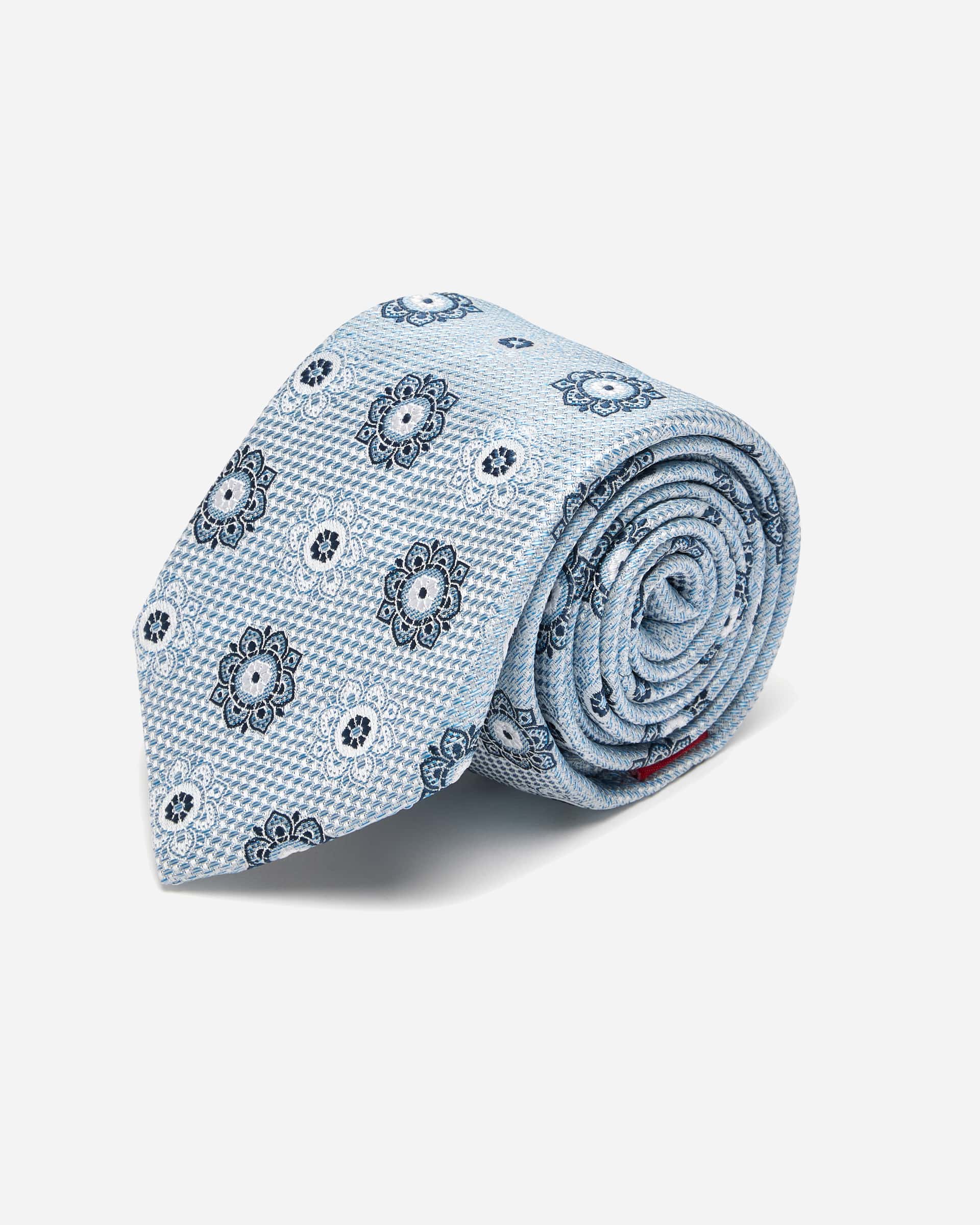 Light Blue Motif Silk Tie - Men's Ties at Menzclub