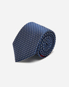 Navy Spotted Silk Tie - Men's Ties at Menzclub