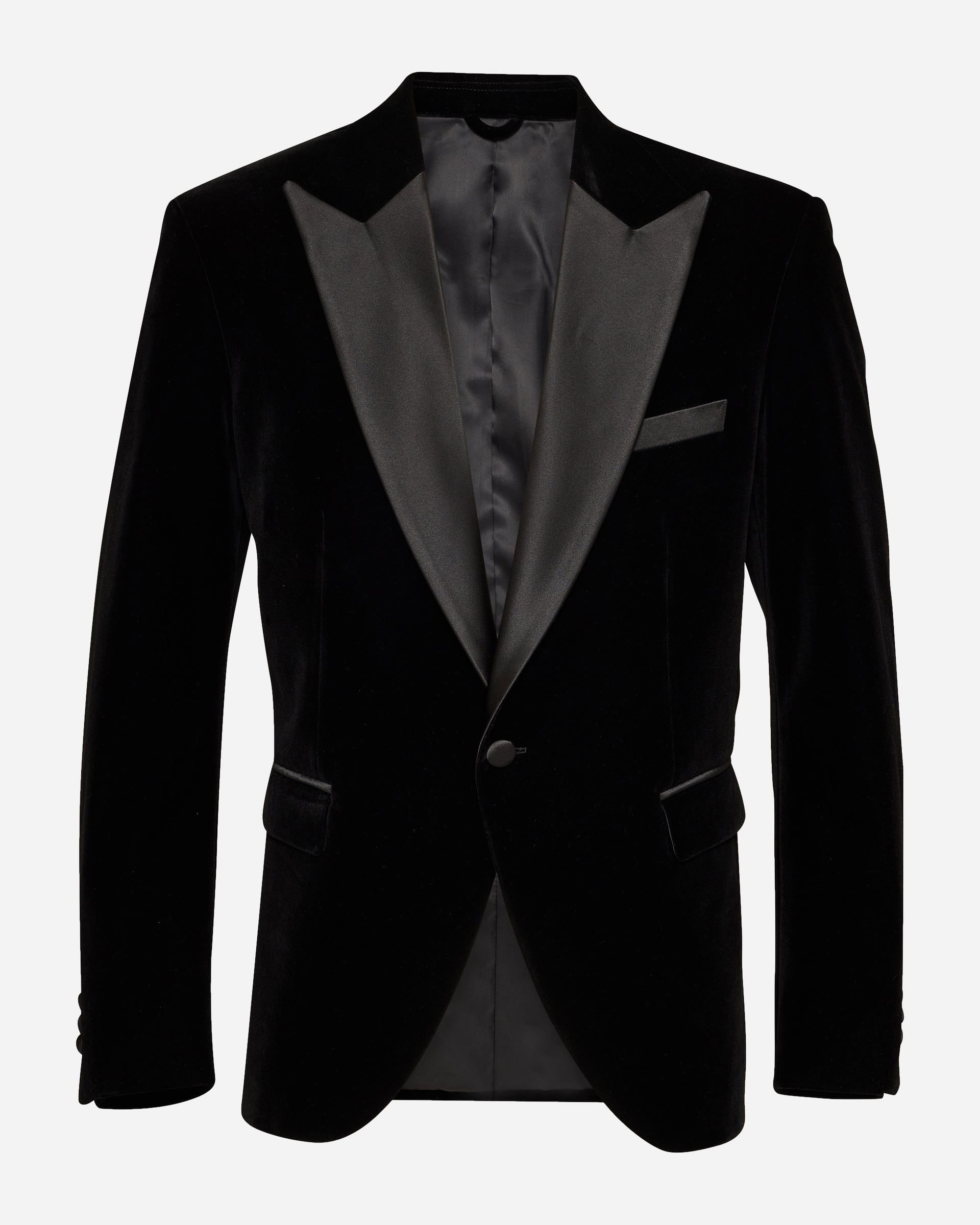 Peak Lapel Black Velvet Jacket - Men's Blazers at Menzclub