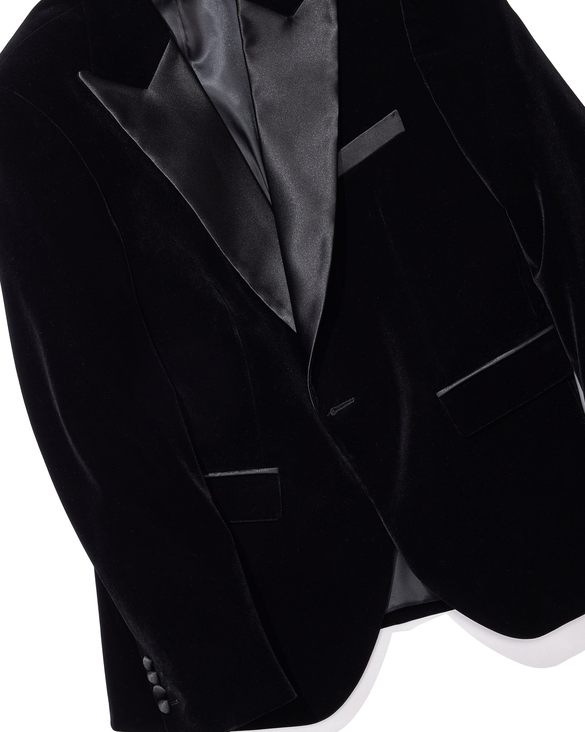 Peak Lapel Black Velvet Jacket - Men's Blazers at Menzclub