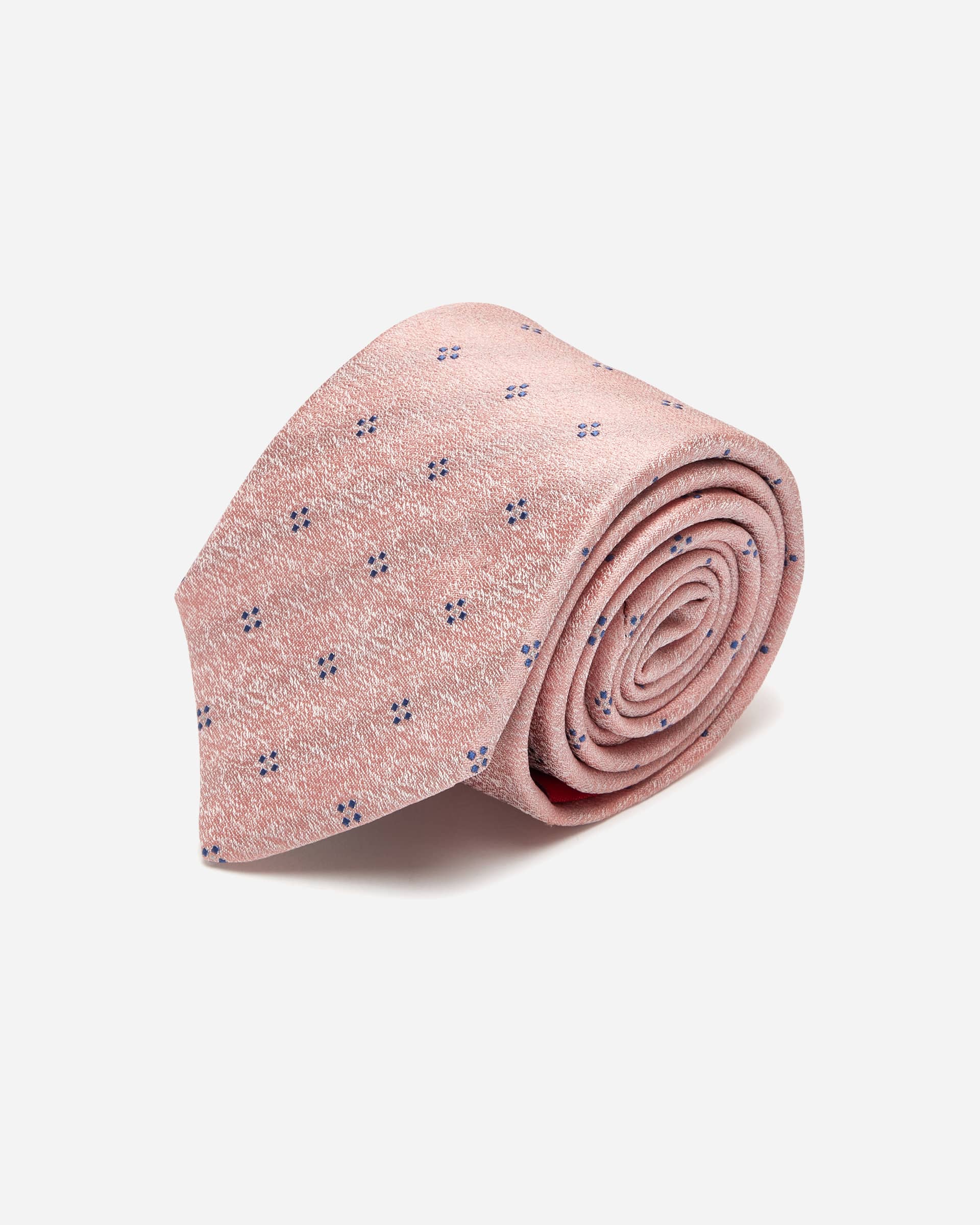 Pink with Blue Geometric Silk Tie - Men's Ties at Menzclub