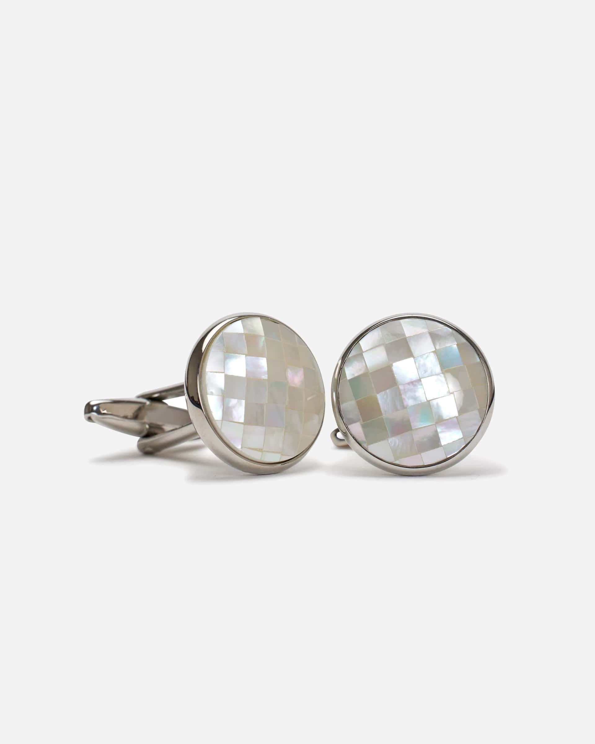 Round MOP Cufflinks - Men's Cufflinks at Menzclub