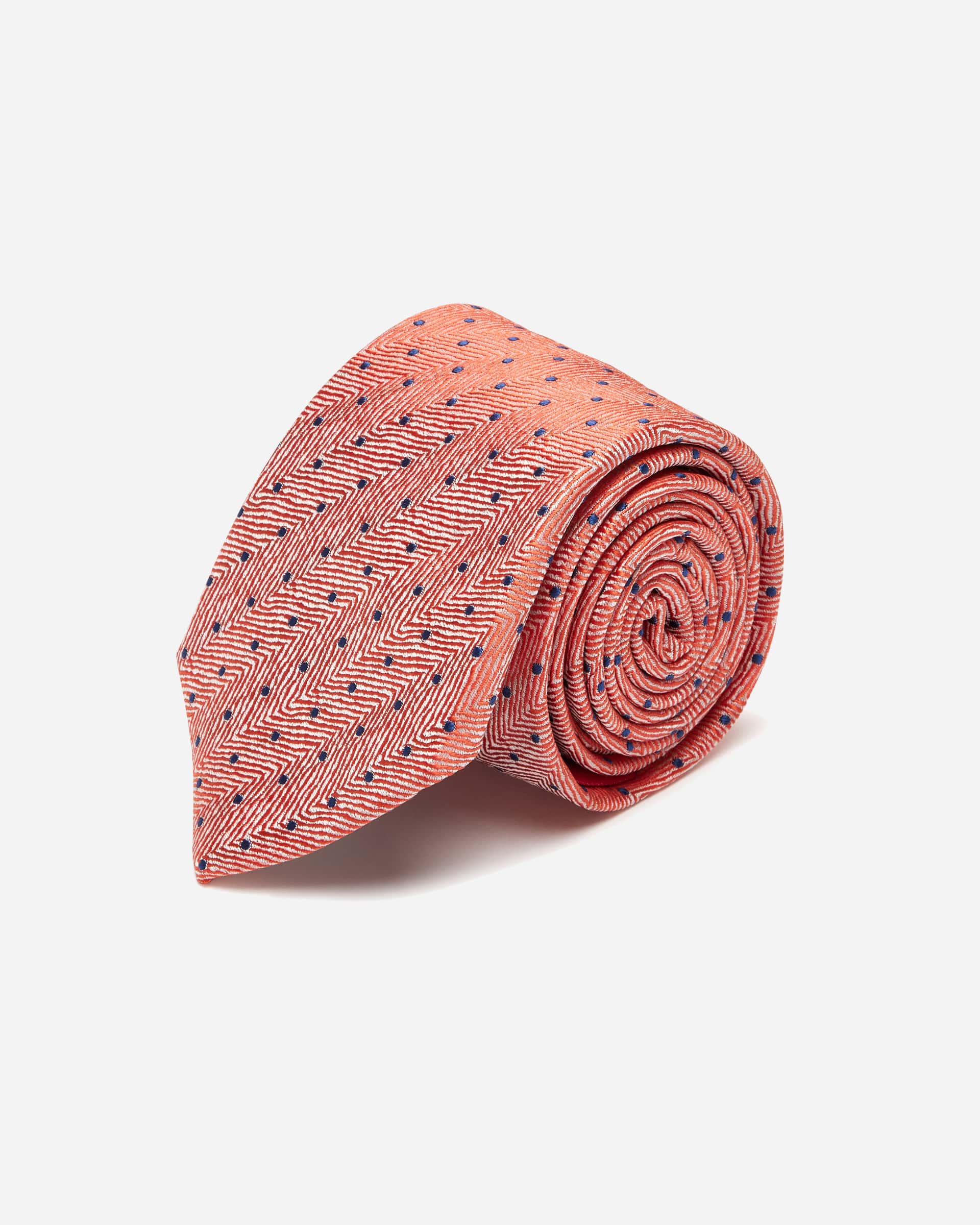 Salmon Herringbone with Dot Silk Tie - Men's Ties at Menzclub
