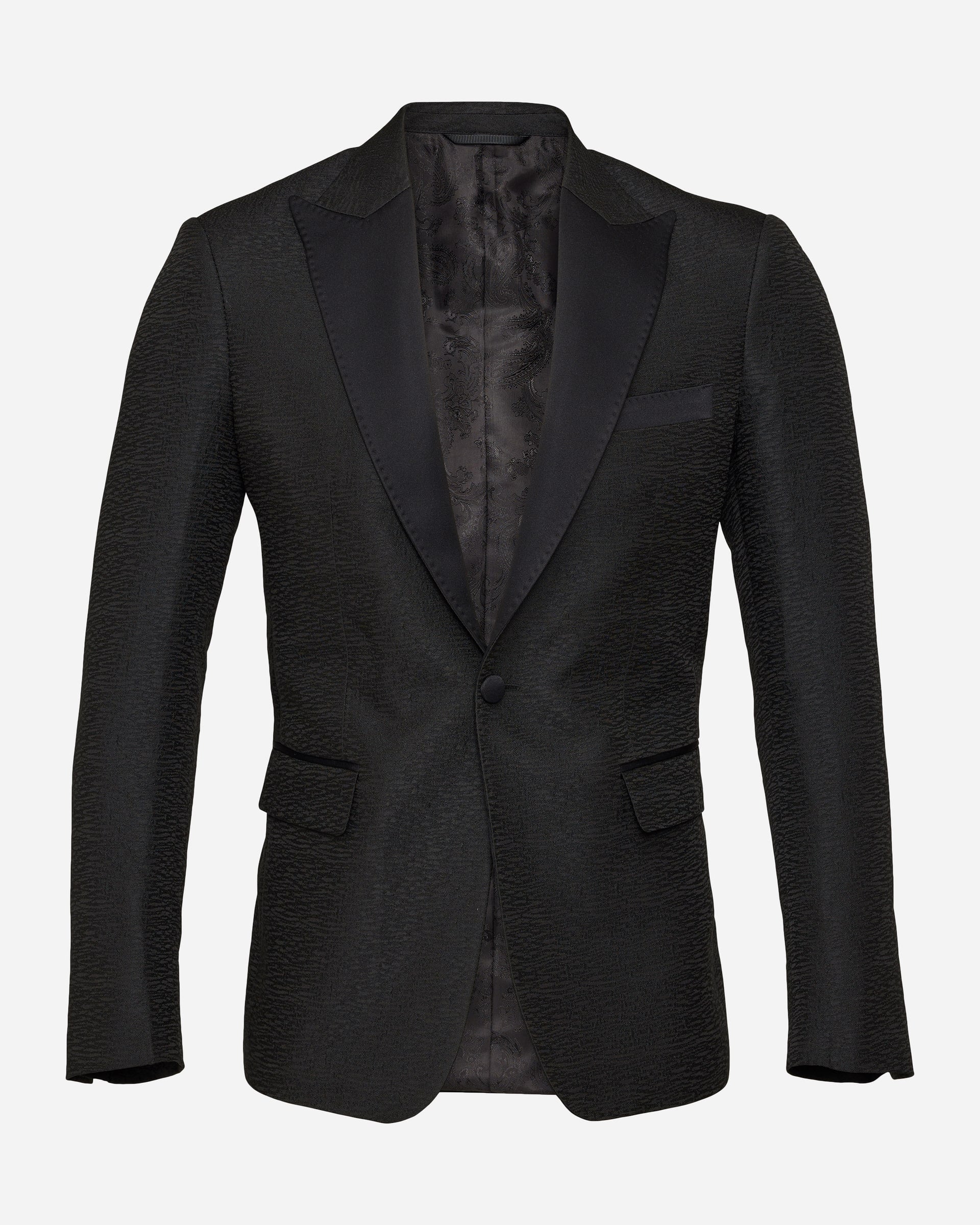 Stencil Black Textured Jacket - Men's Tuxedos at Menzclub