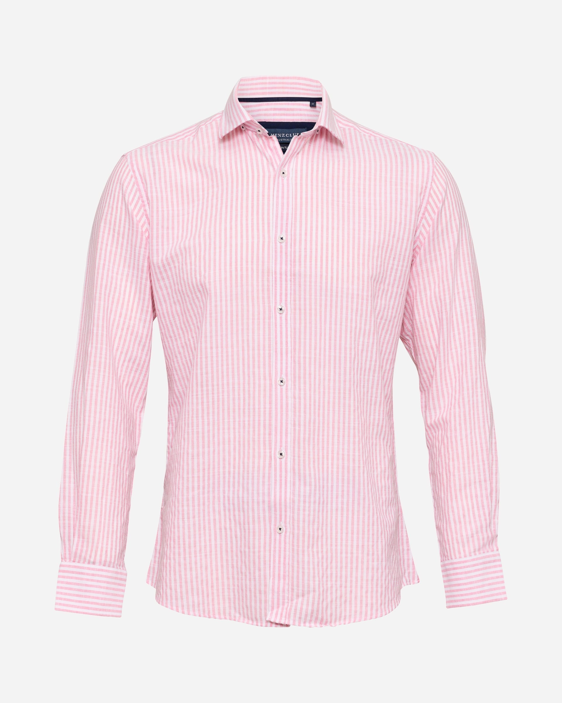 Pink Stripe Linen Shirt - Men's Casual Shirts at Menzclub