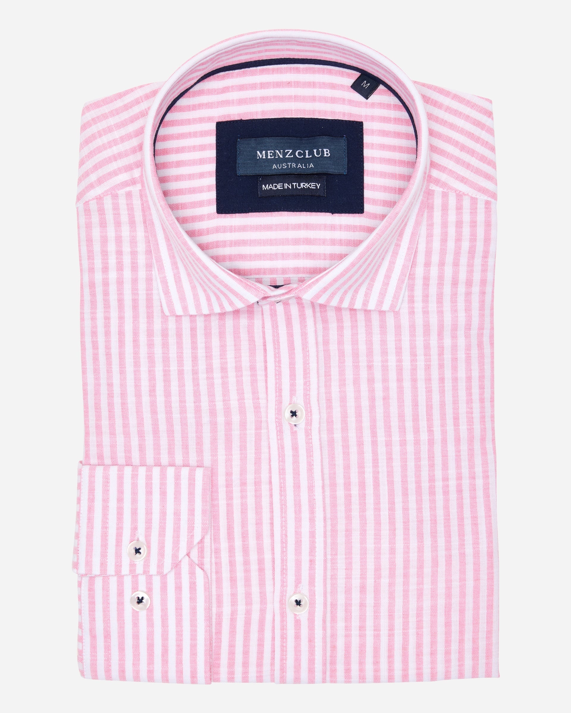 Pink Stripe Linen Shirt - Men's Shirts at Menzclub Pink Stripe Linen Shirt - Men's Shirts at Menzclub