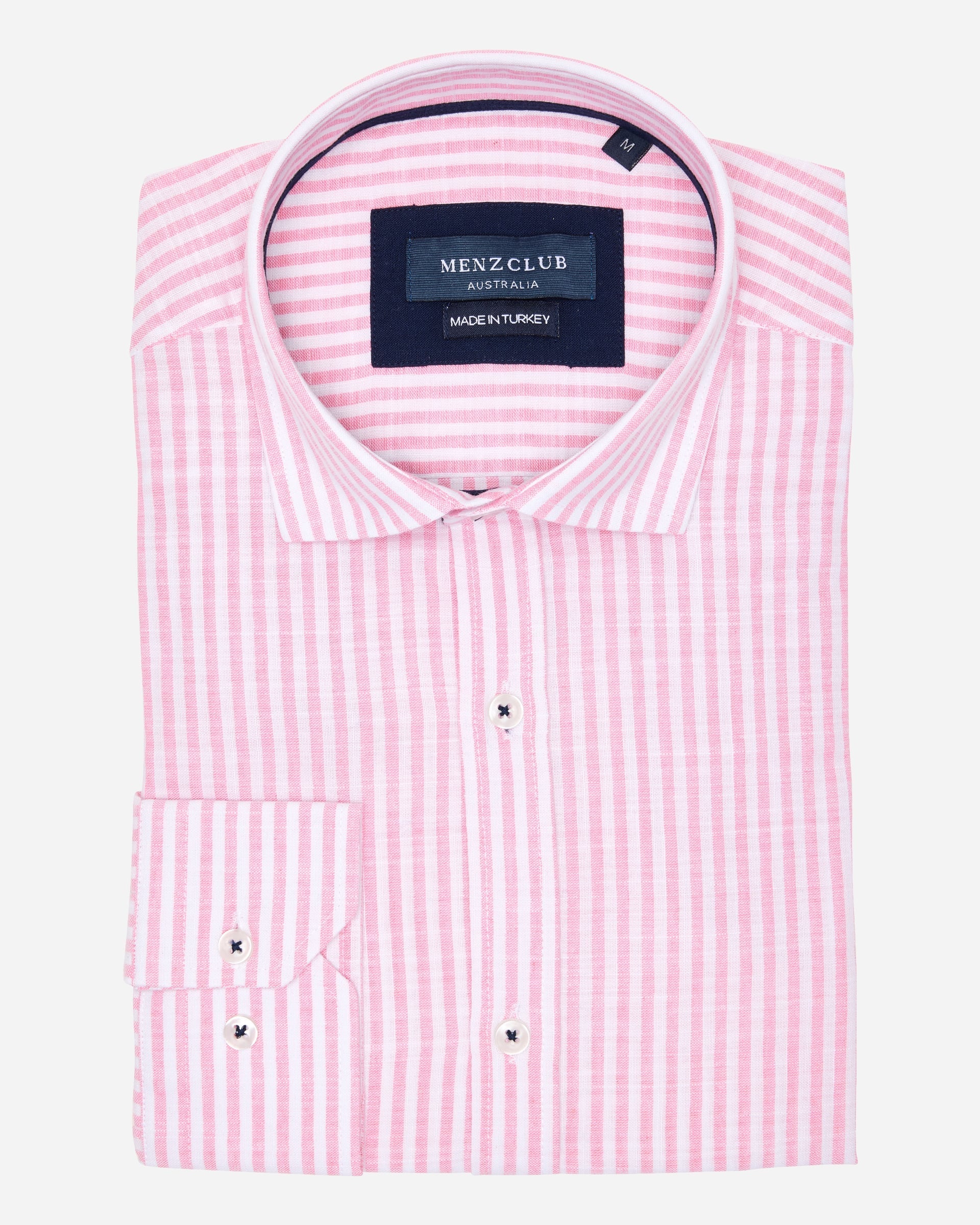 Pink Stripe Linen Shirt - Men's Casual Shirts at Menzclub