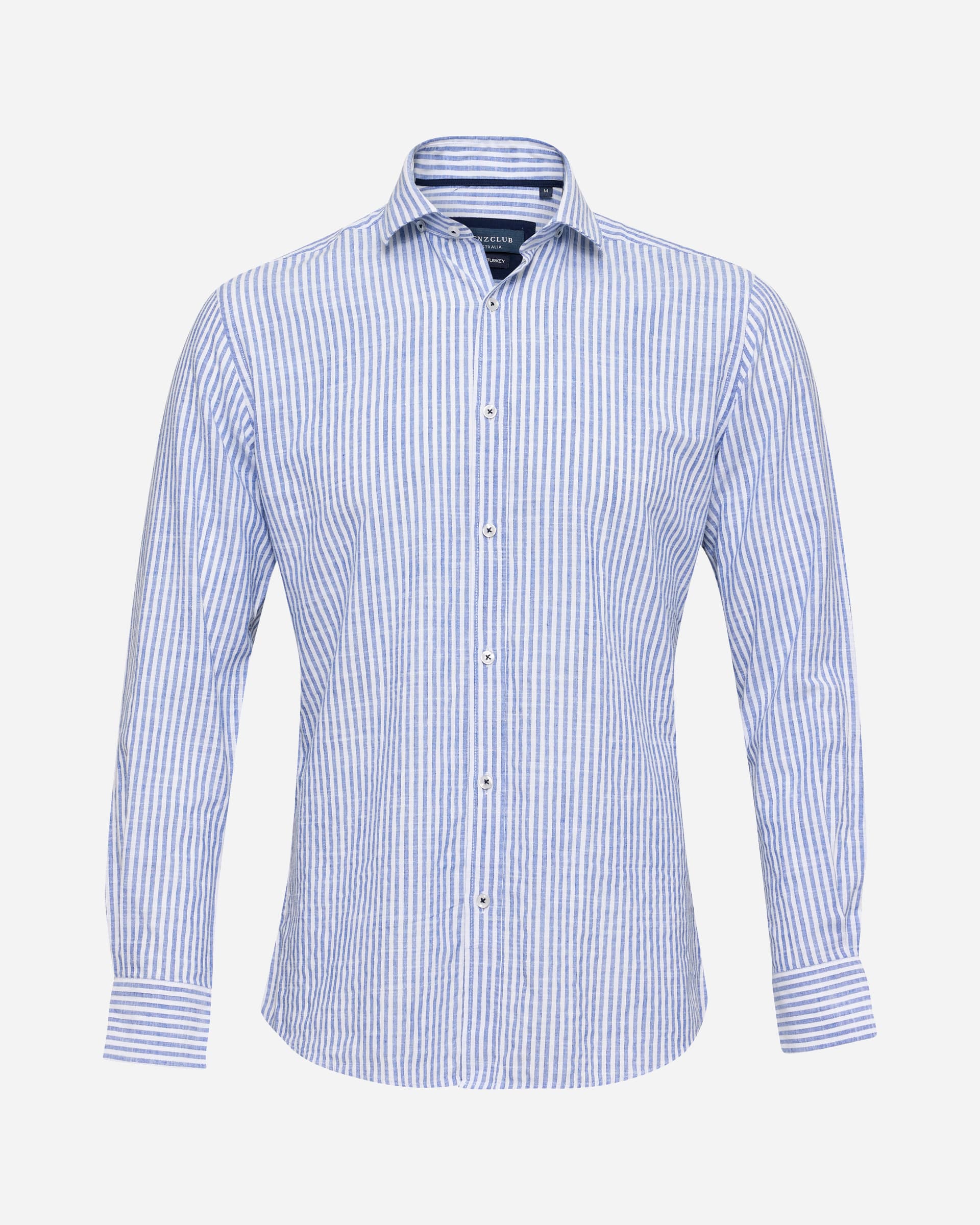 Blue Stripe Linen Shirt - Men's Casual Shirts at Menzclub