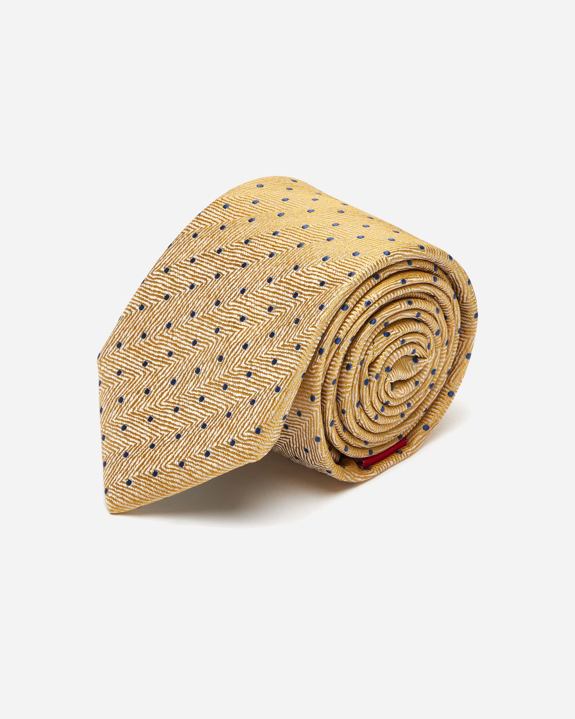 Yellow Herringbone with Dot Silk Tie - Men's Ties at Menzclub