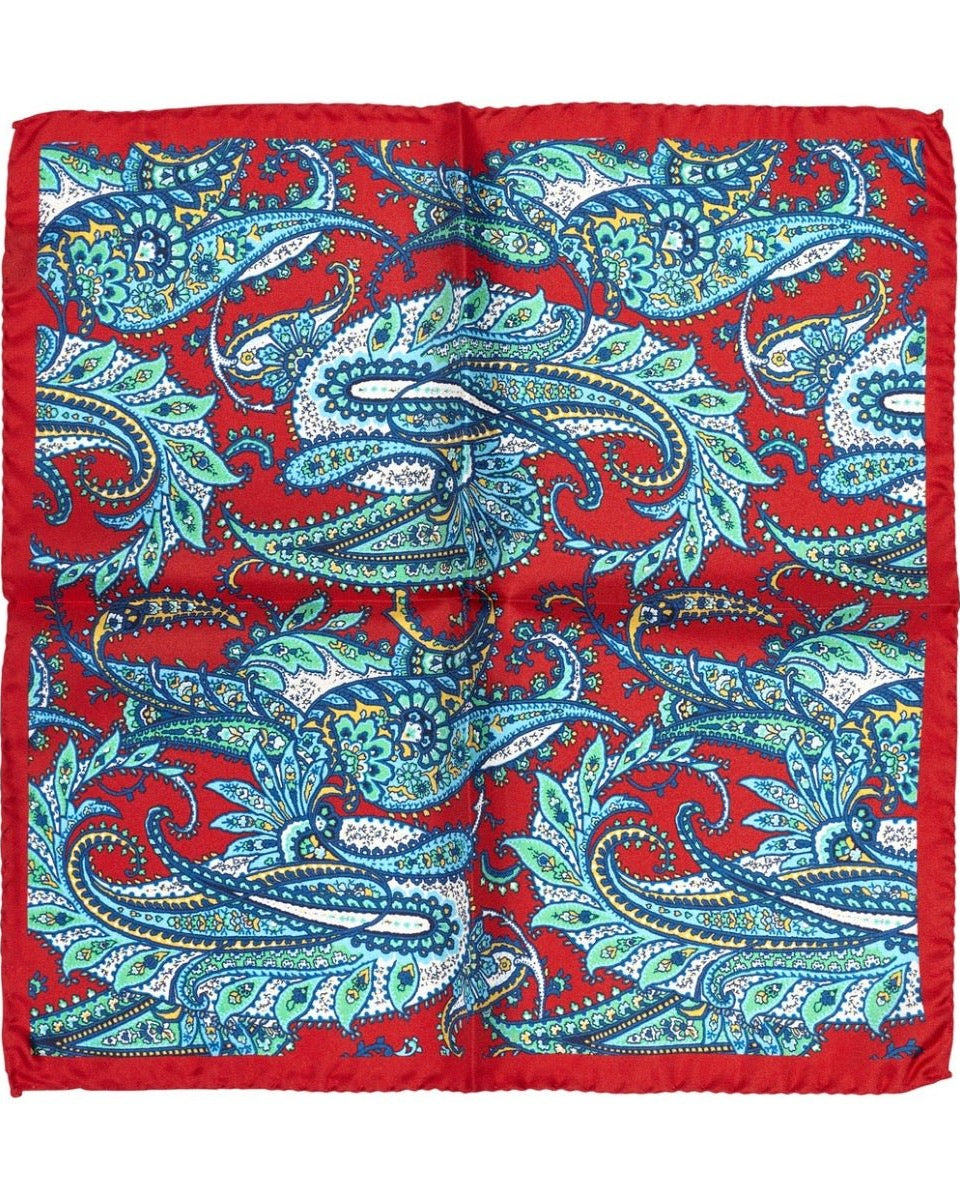 Izar Floral Red Pocket Square - Men's Pocket Squares at Menzclub
