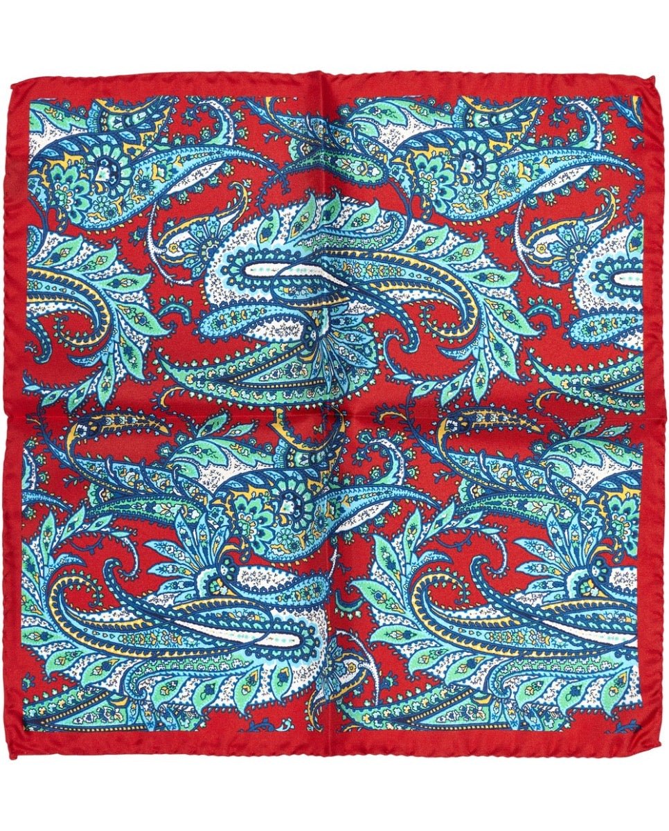 Izar Floral Red Pocket Square - Men's Pocket Squares at Menzclub