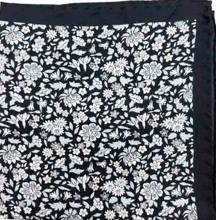 Maia Black Pocket Square - Men's Pocket Squares at Menzclub