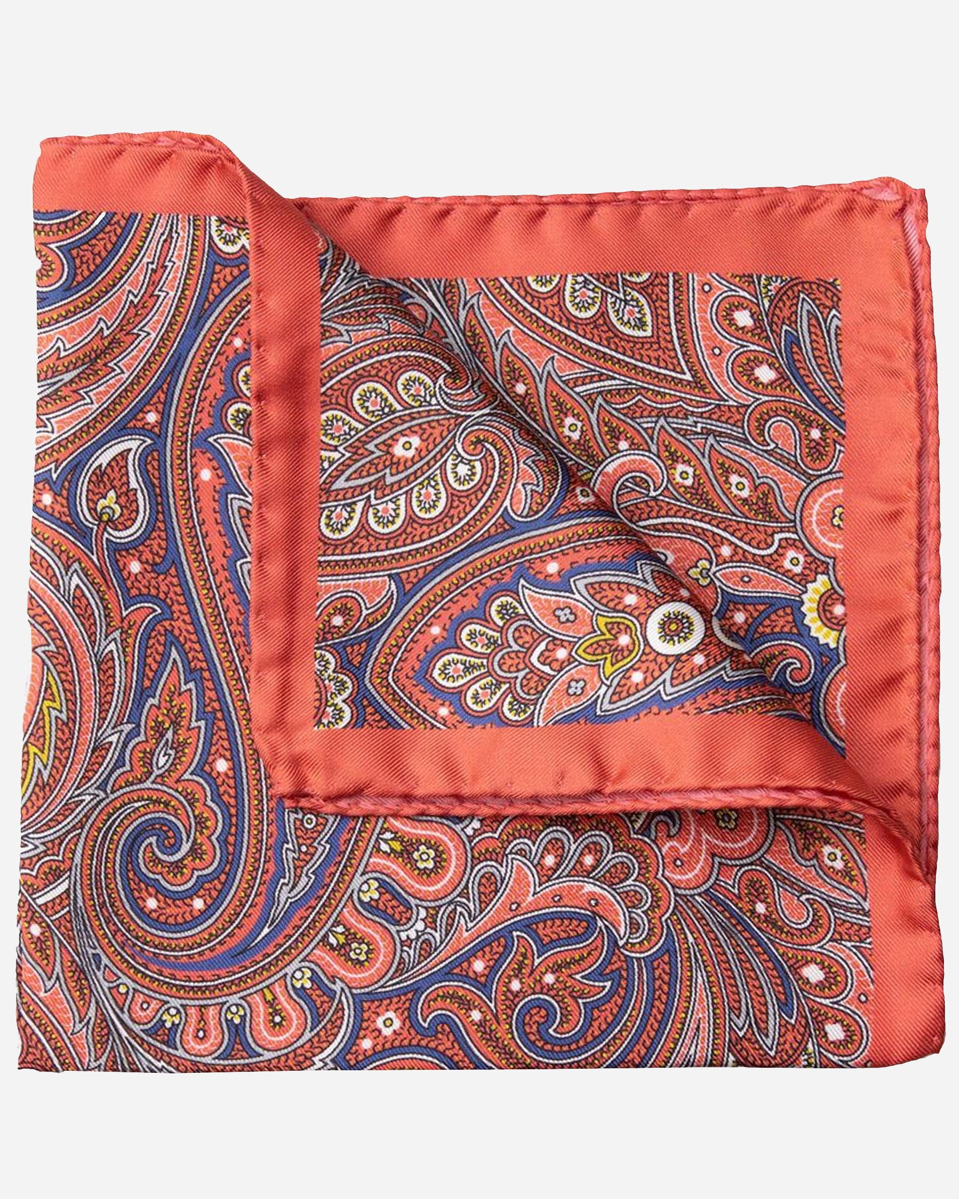 Salmon Paisley Pocket Square - Men's Pocket Squares at Menzclub