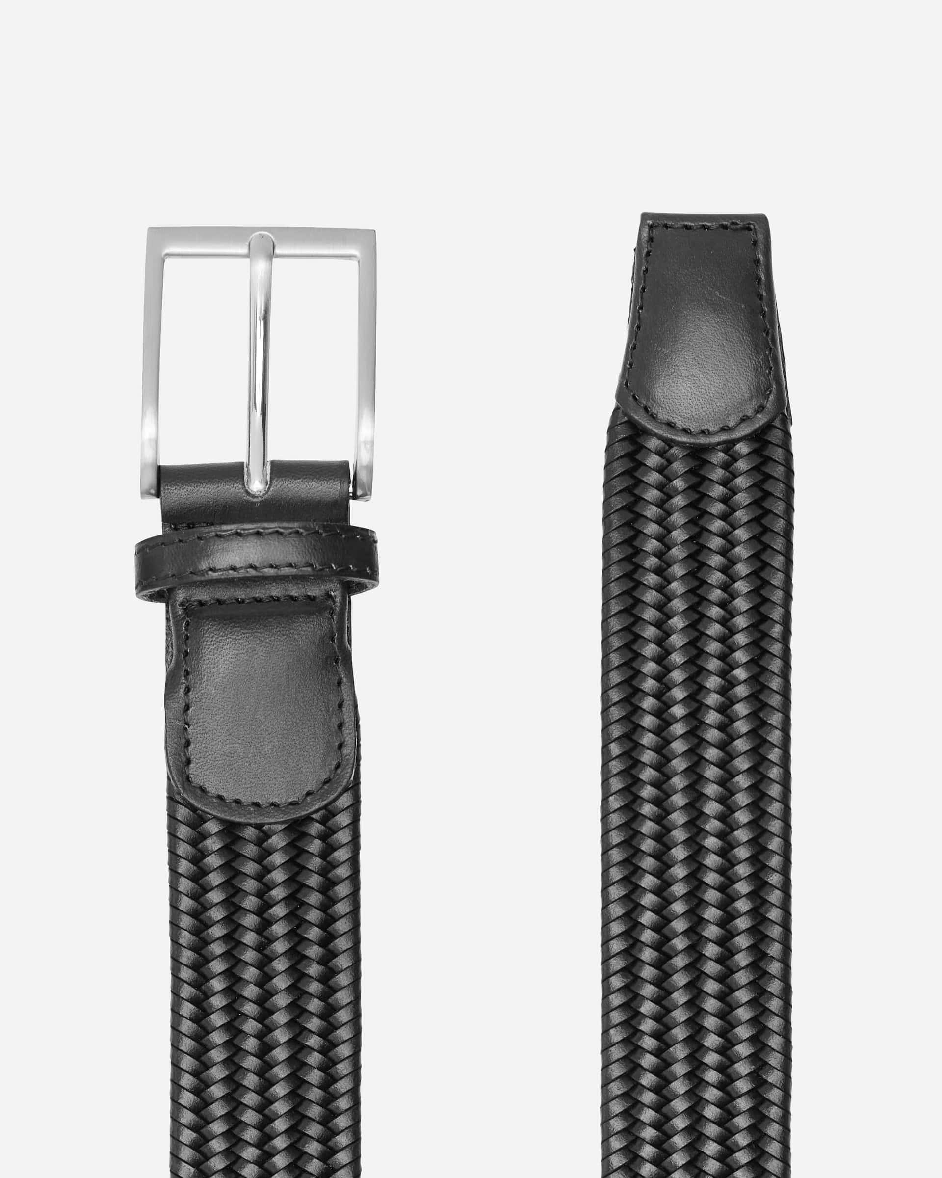 Sussex Black Belt - Men's Woven Belts at Menzclub