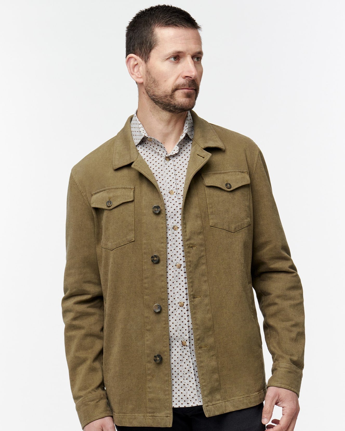 Cotton Micro - Design Overshirt - Men's Casual Jacket at Menzclub