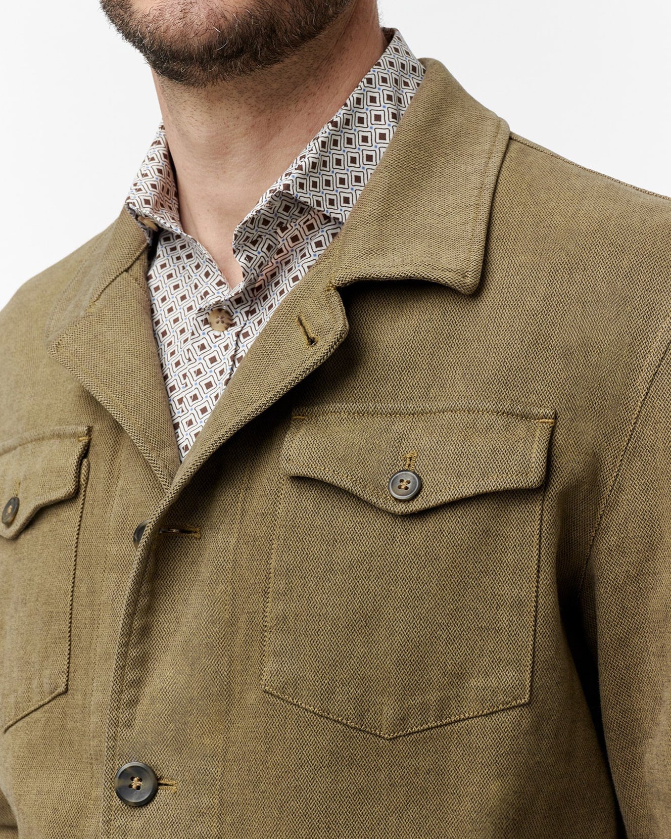 Cotton Micro - Design Overshirt - Men's Casual Jacket at Menzclub