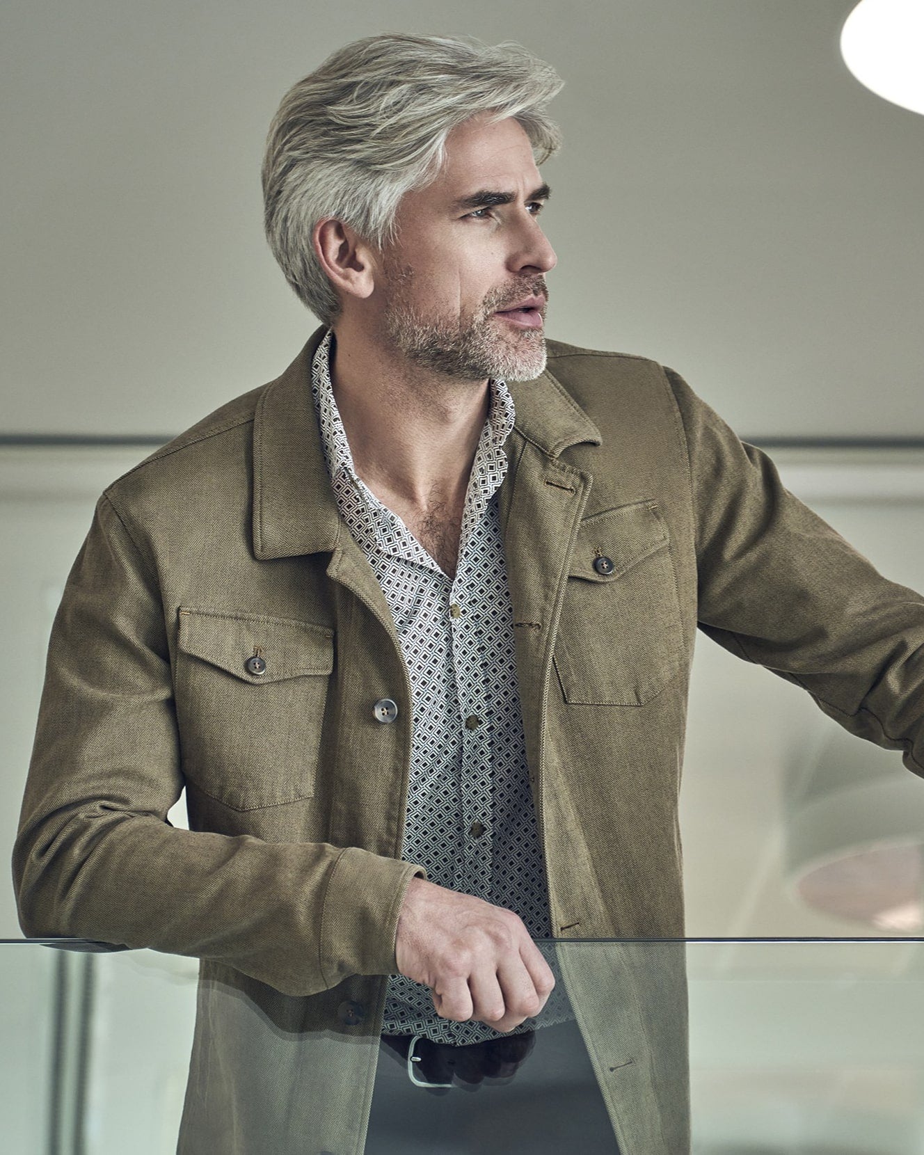 Cotton Micro - Design Overshirt - Men's Casual Jacket at Menzclub